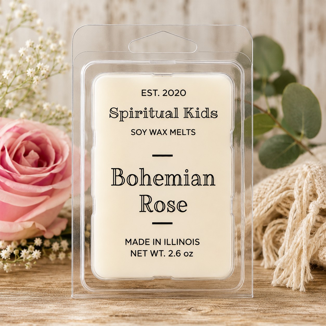 Bohemian Rose Soy Wax Melts 2.6oz 6ct Hand Poured: Floral Scent