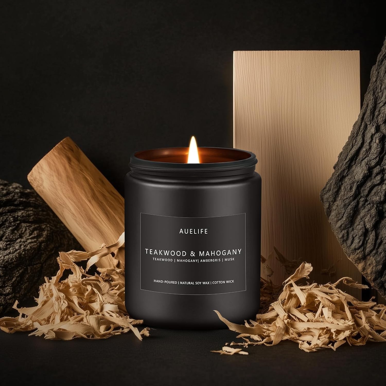 Sophisticated Teakwood & Mahogany Candle – Indoor Aromatherapy – 7oz Design