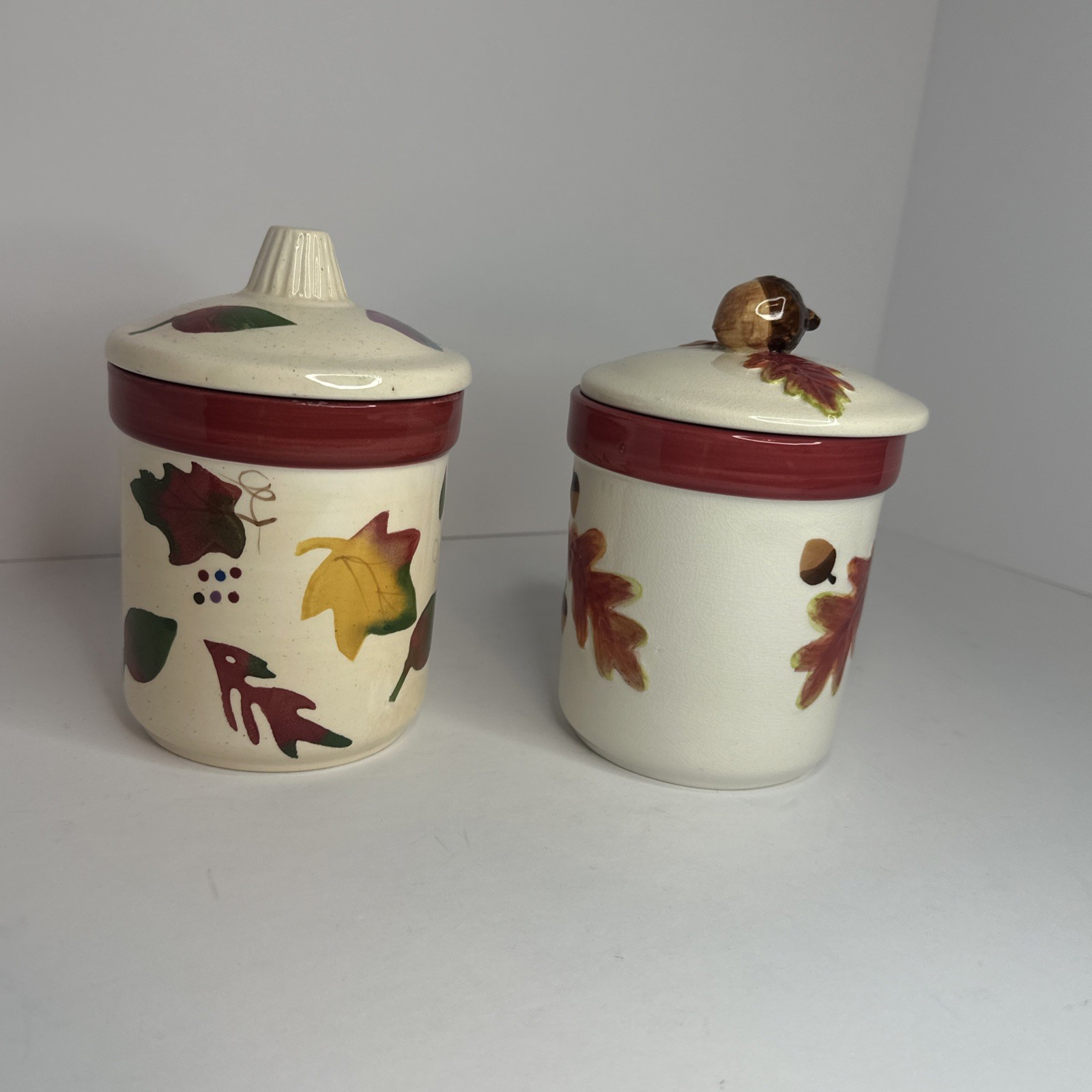 TWO HALLMARK Acorn Fall Autumn Jar Candle Scented New Leaves Maple Halloween