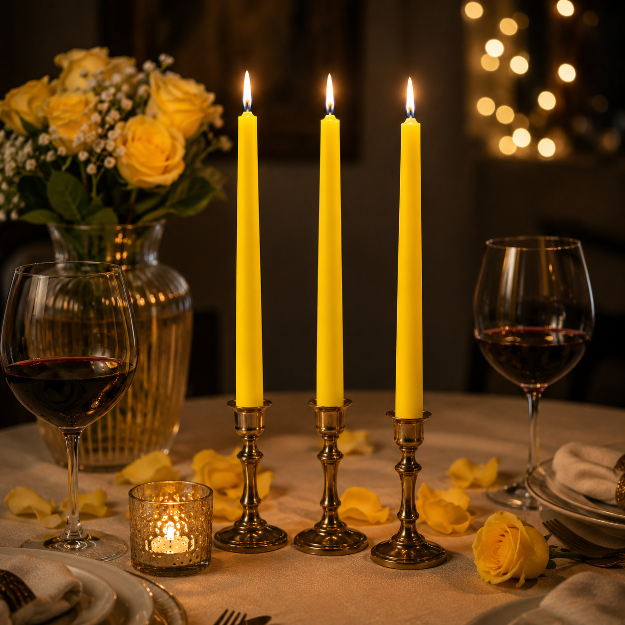 Taper Candles 6″, Set 3 Pcs, 4 Colors, Religious, Ritual, Meditation, Prayer