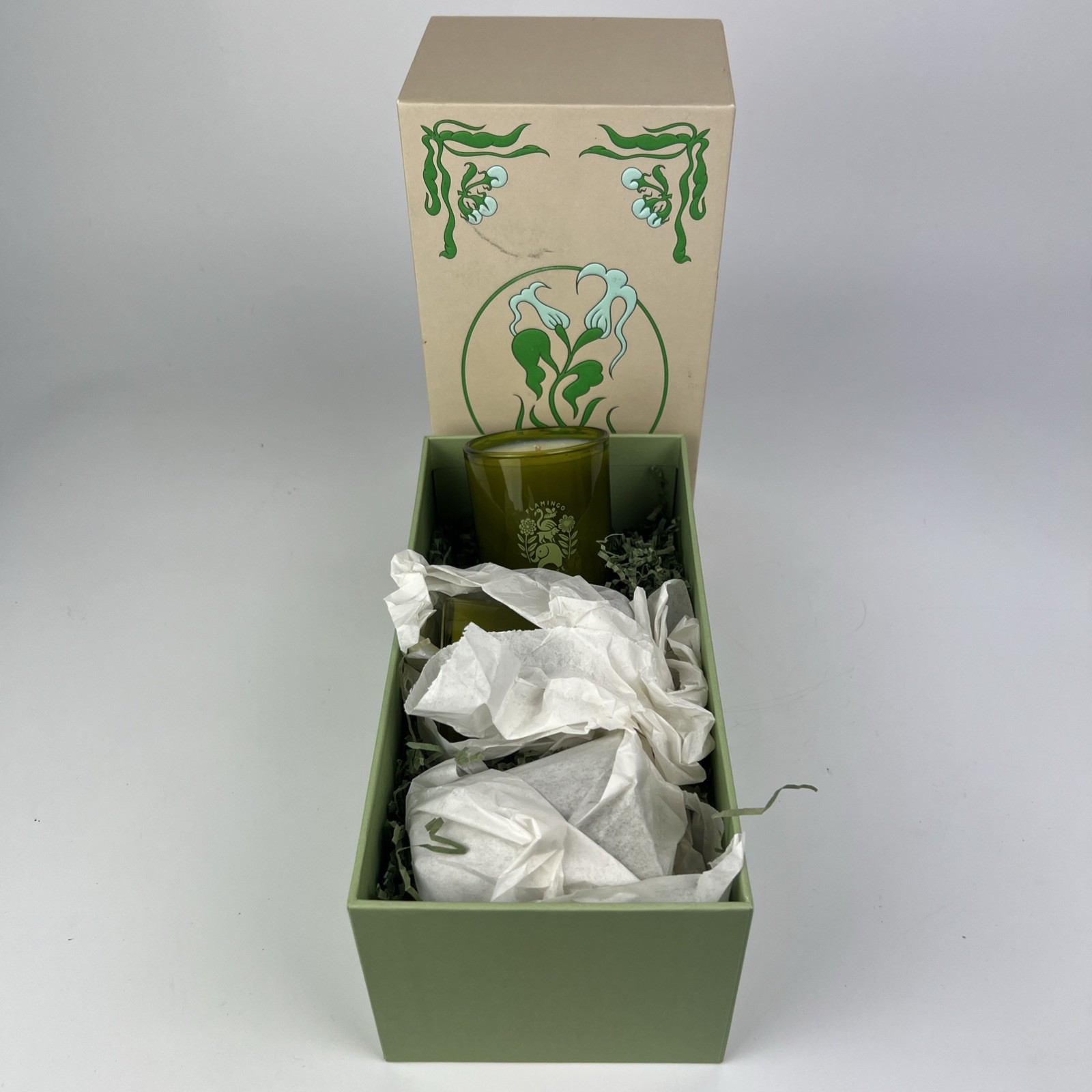 Flamingo Estate Candle Set Rosemary Sage Tomato Gift Set of 3 Open Box