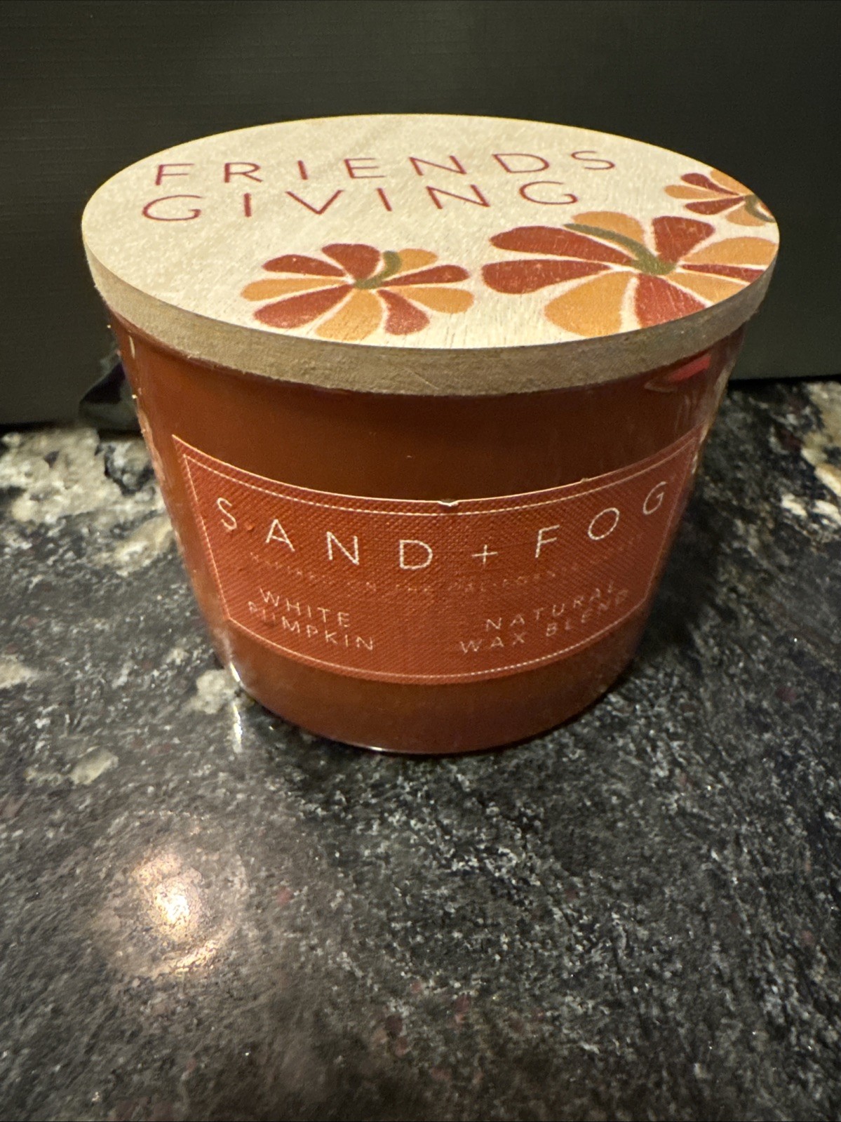 Sand + Fog 57 oz Soy Wax Blend Candle White Pumpkin With FriendsGiving Top New