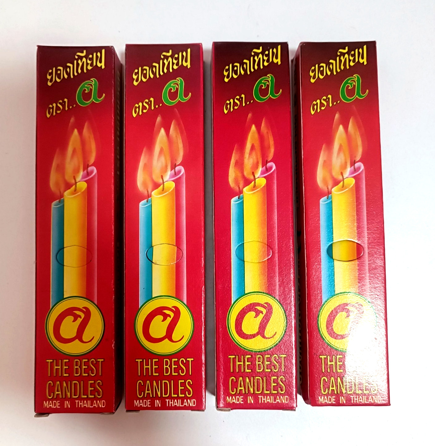 Candles for worshiping Buddha Thai yellow beeswax 24 sticks 4 box