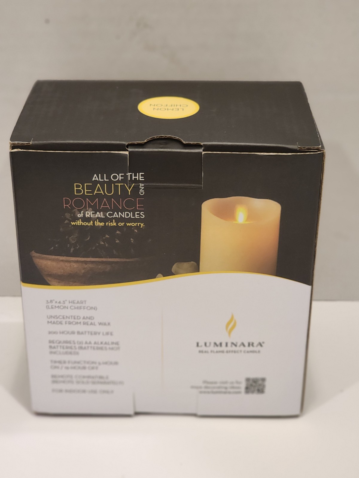 Luminara Conversation Heart Flameless LED Wax Candle Ivory/Purple LOVE YOU Timer