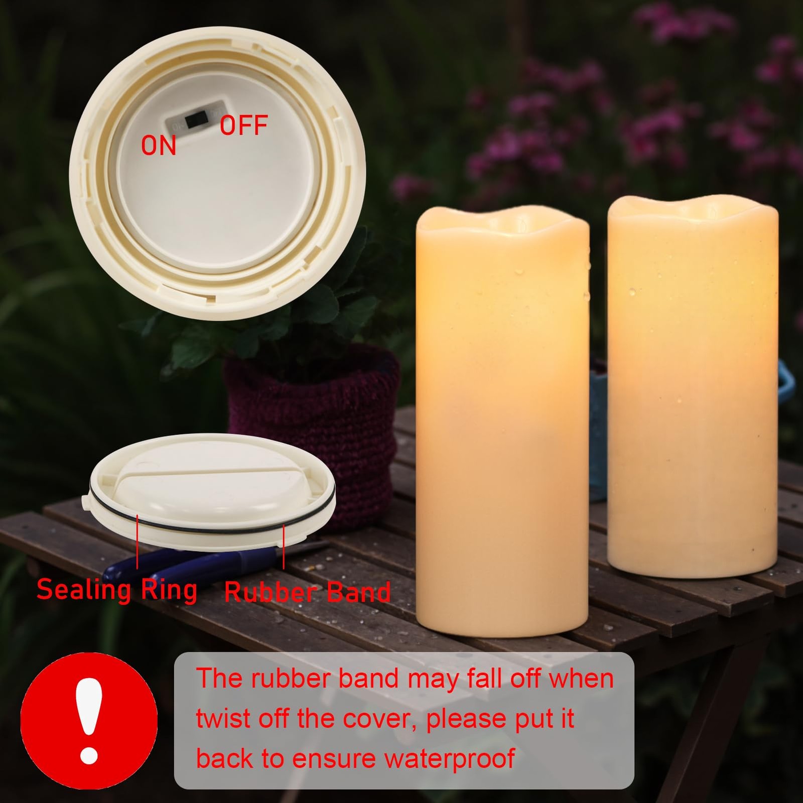 Large Solar Candles Outdoor Waterproof, Outdoor Candles Rechargeable for Lant…