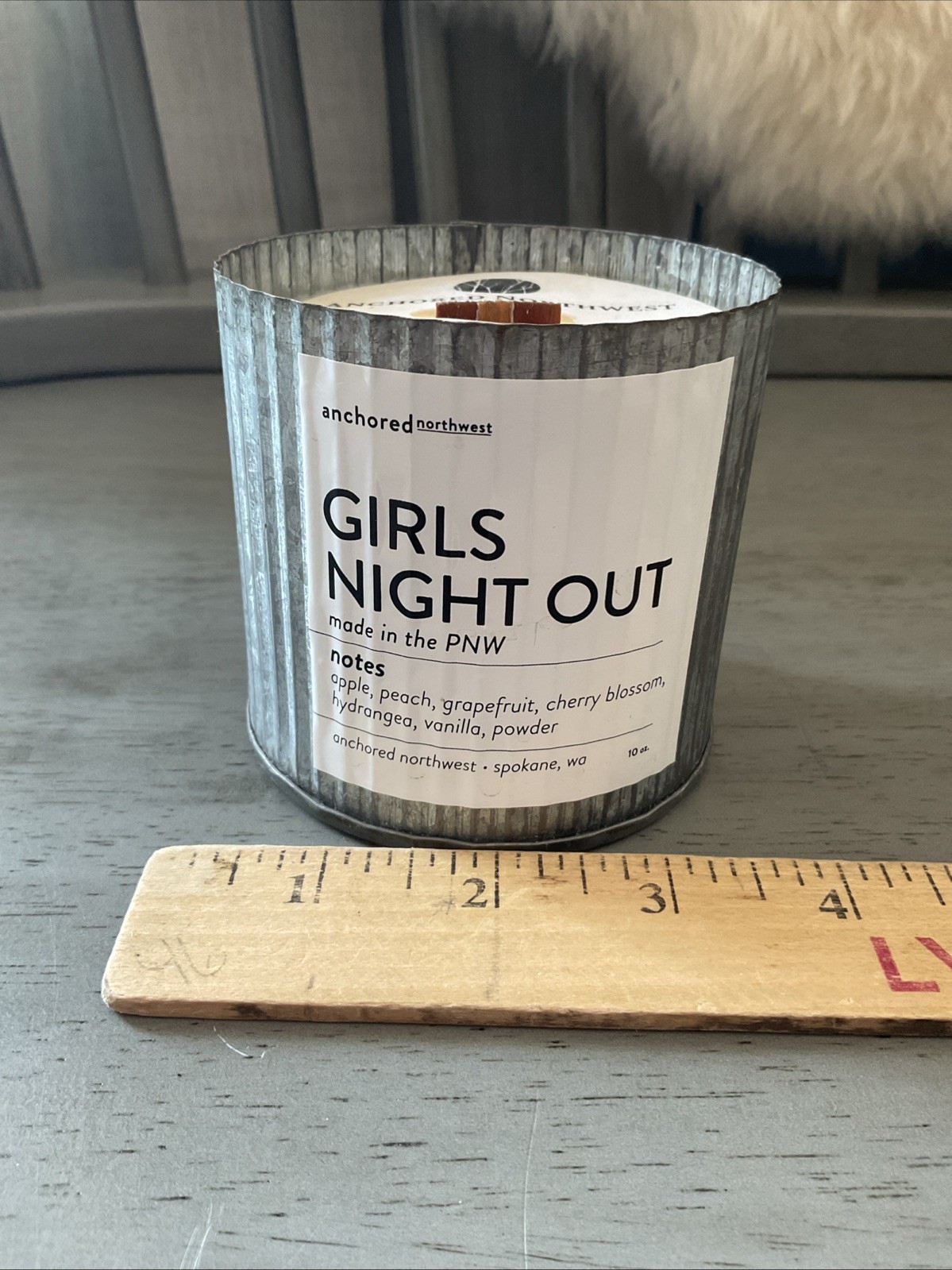 Anchored Northwest Girls Night Out Soy Wood Wick Candle Galvanized Farmhouse 10o