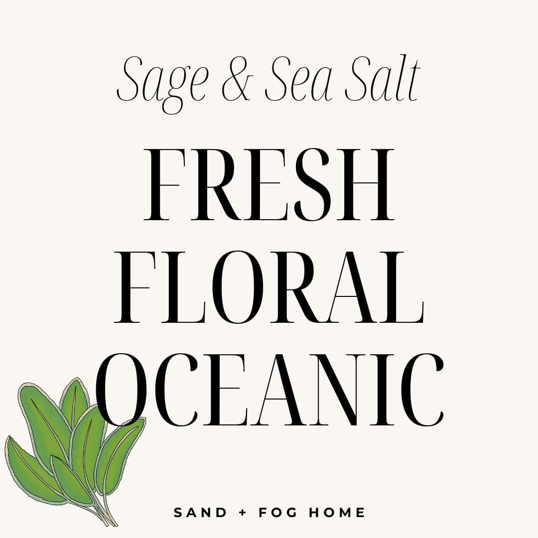Scented Candle – Sage & Sea Salt – Additional Scents and Sizes – 100% Cotton Lea