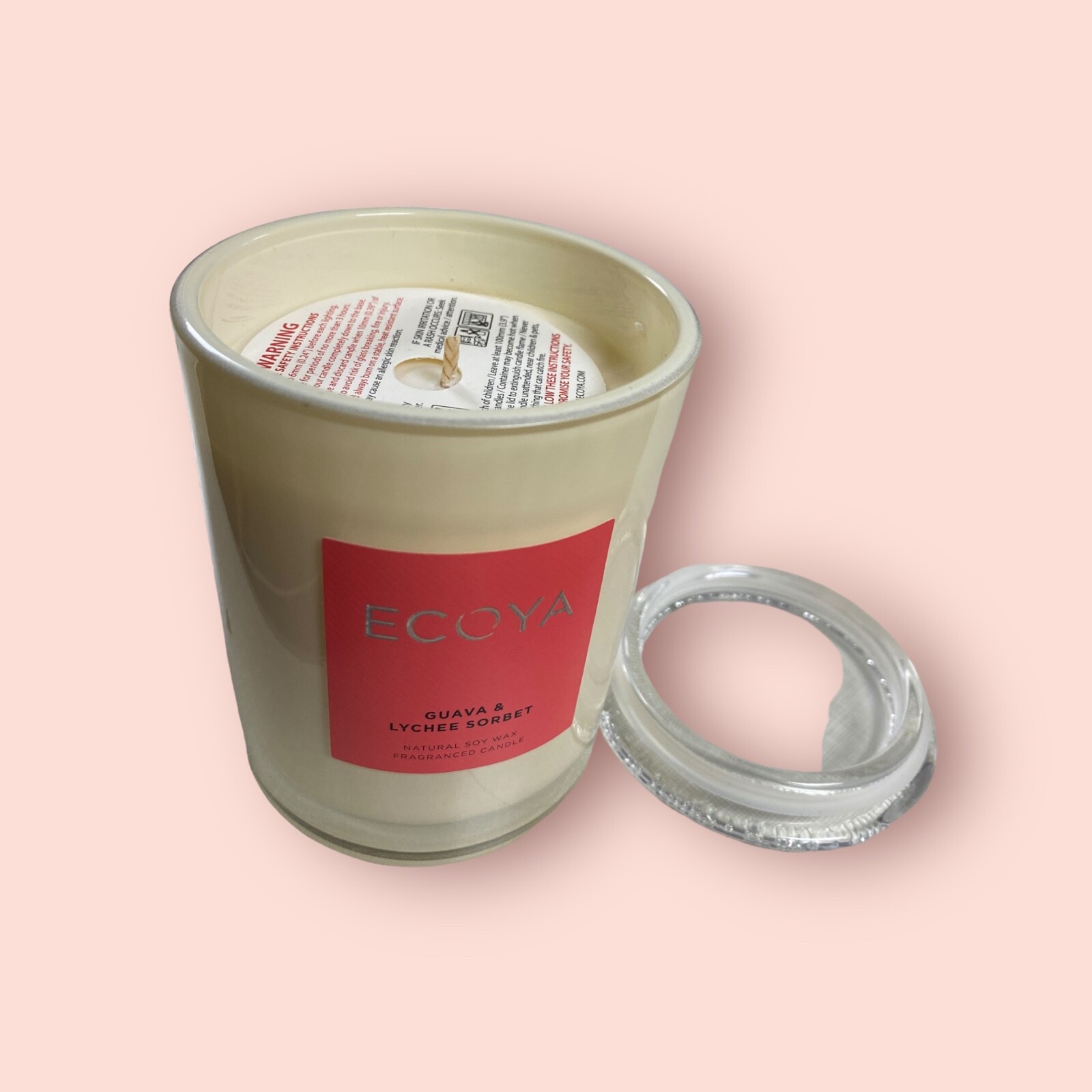 Ecoya Metro Jar Natural Soy wax Candle/ Guava / 9.5 Oz-55hr Burn Time/ NEW!