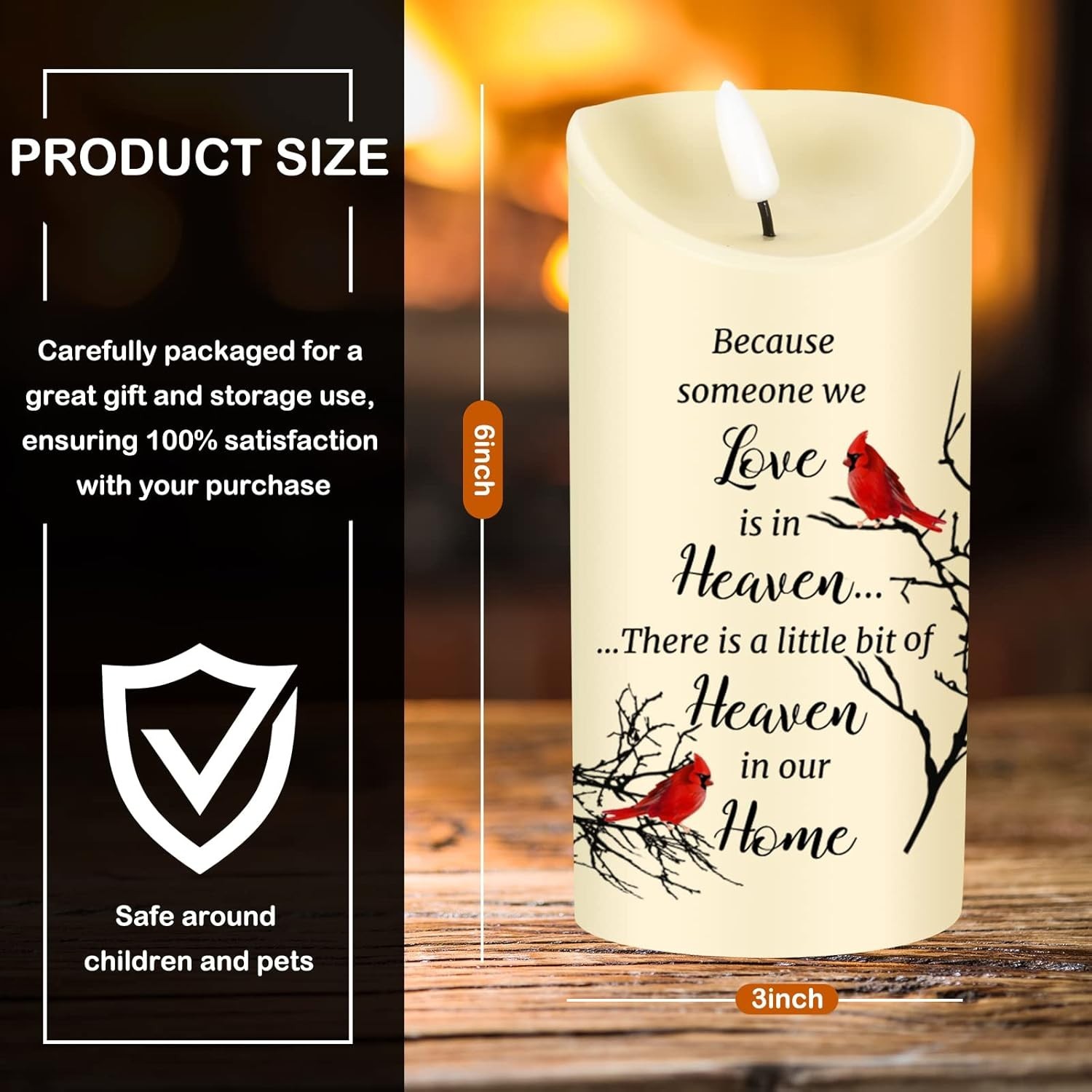 Portable Touch-Control LED Cardinal Candle – Comfort Gift for Loss of Loved One