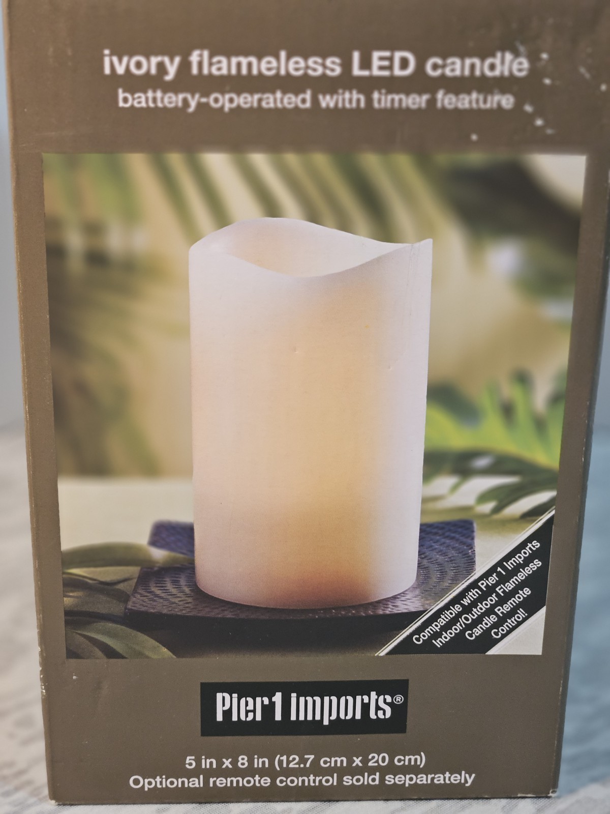 Ivory Flameless LED Candle Battery-operated with Timer Feature 8″