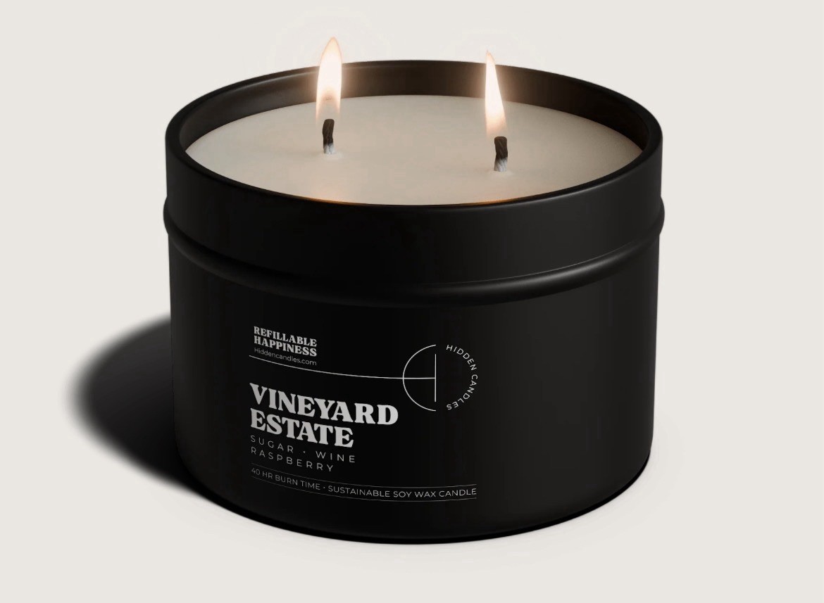 NEW Hidden Candles Vineyard Estate Scented Soy Wax Candle, Multiple Wick 10.6oz