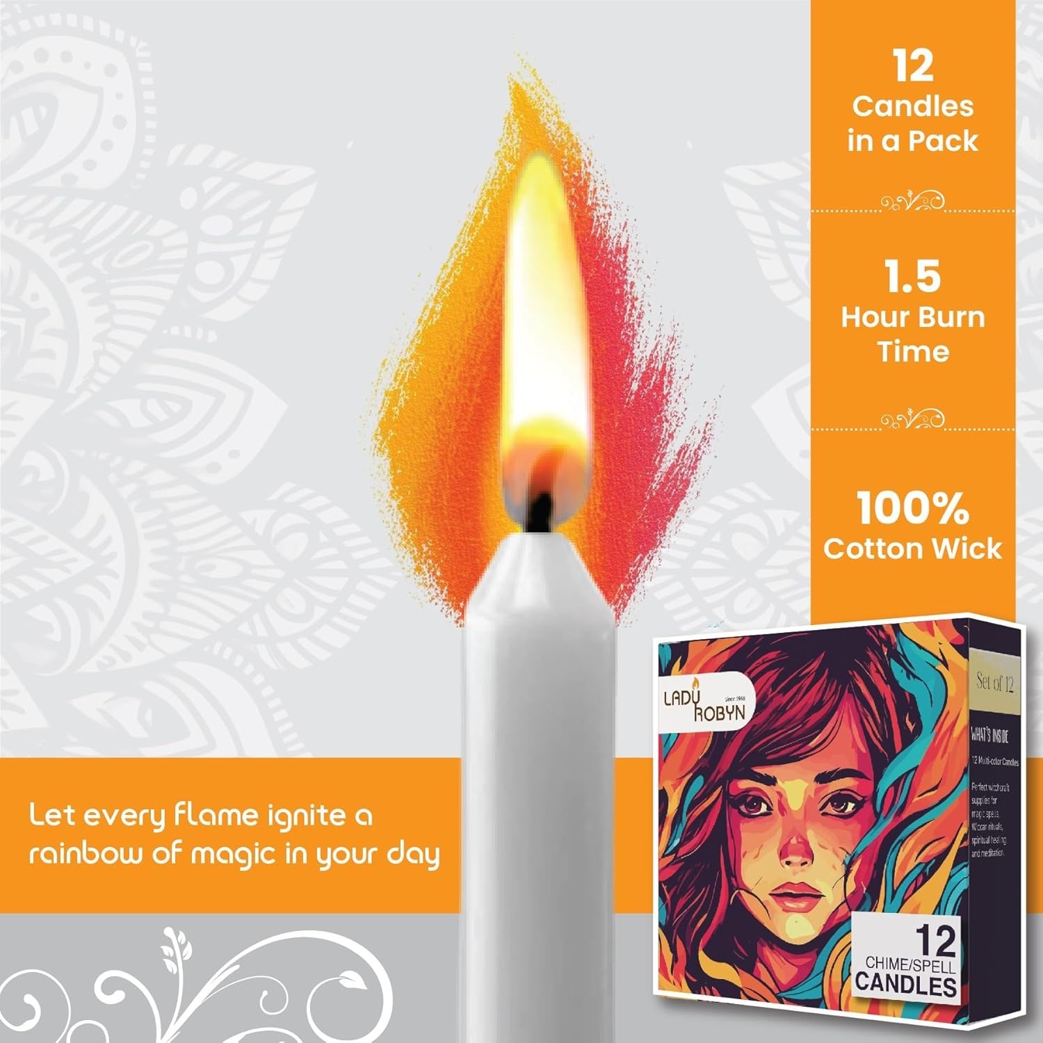 Box of 12 High-Quality 4-Inch Grey Taper Candles for Spell Work & Meditations