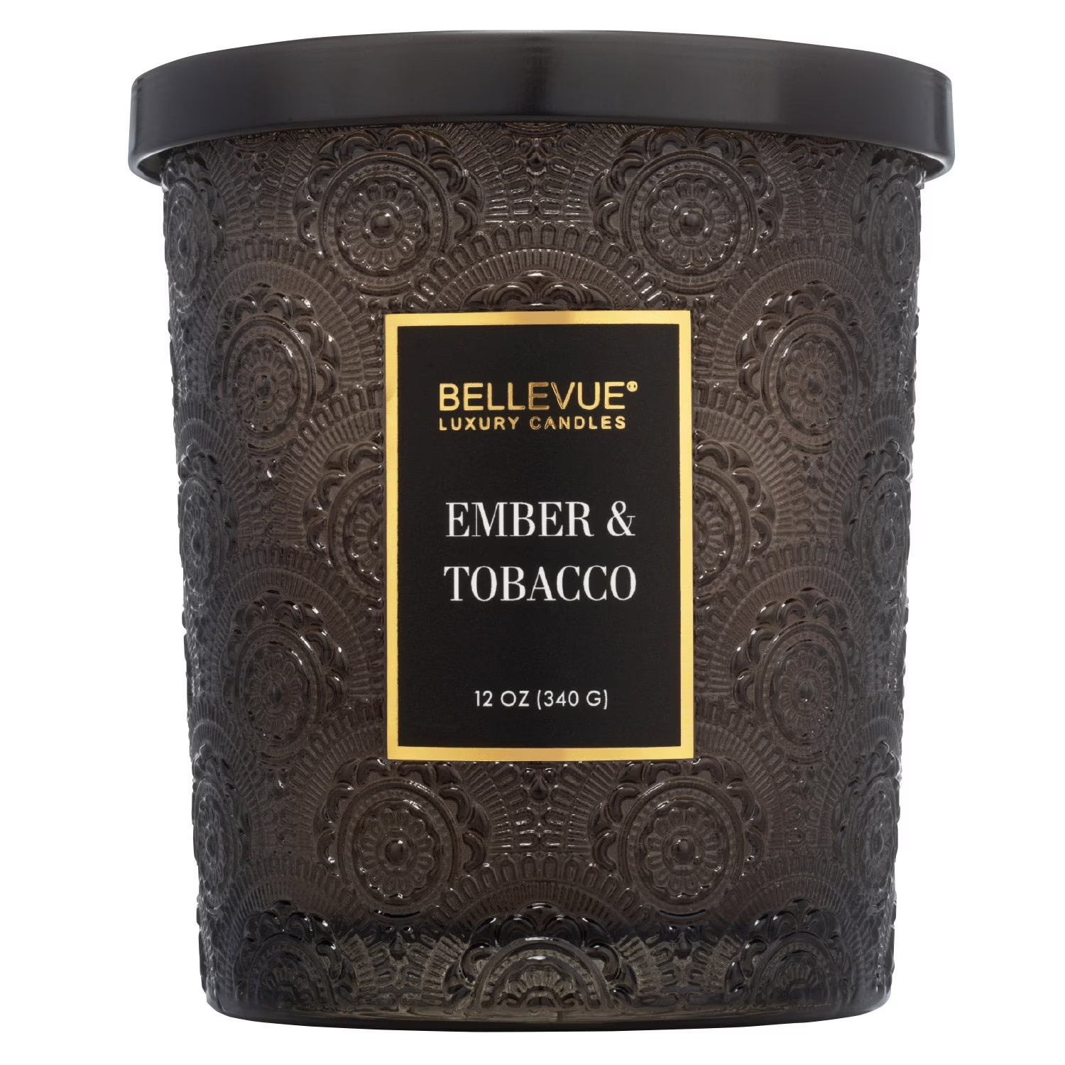 4- Pack Bellevue Luxury Candles Set Embossed Glass 12 Oz. Lead Free Wicks