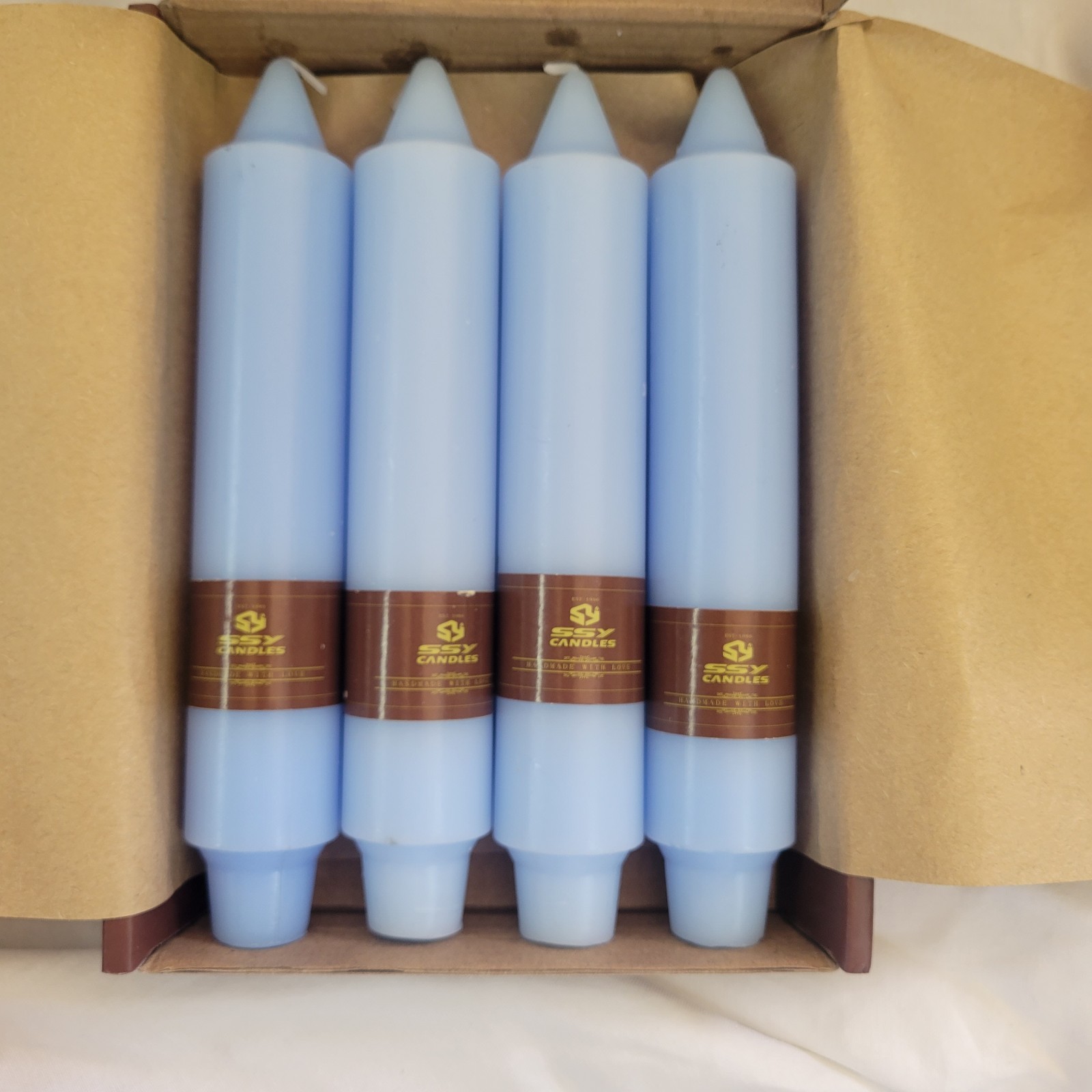 Short Taper Candle 7″ Blue Unscented 4pcs Wedding Holiday SSY Candles