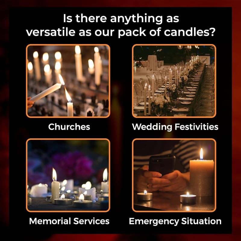 ™ Church Candles, Household, – Pack of 48, 16mm x 8″ (7 Hours Burn Time), 100…