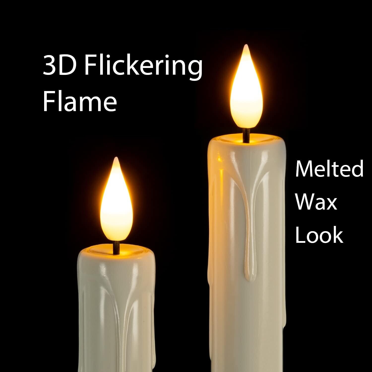 Set of 3 8″ Real Wax Flameless Moving Wick Ivory Wedding Taper Candles NEW 2023