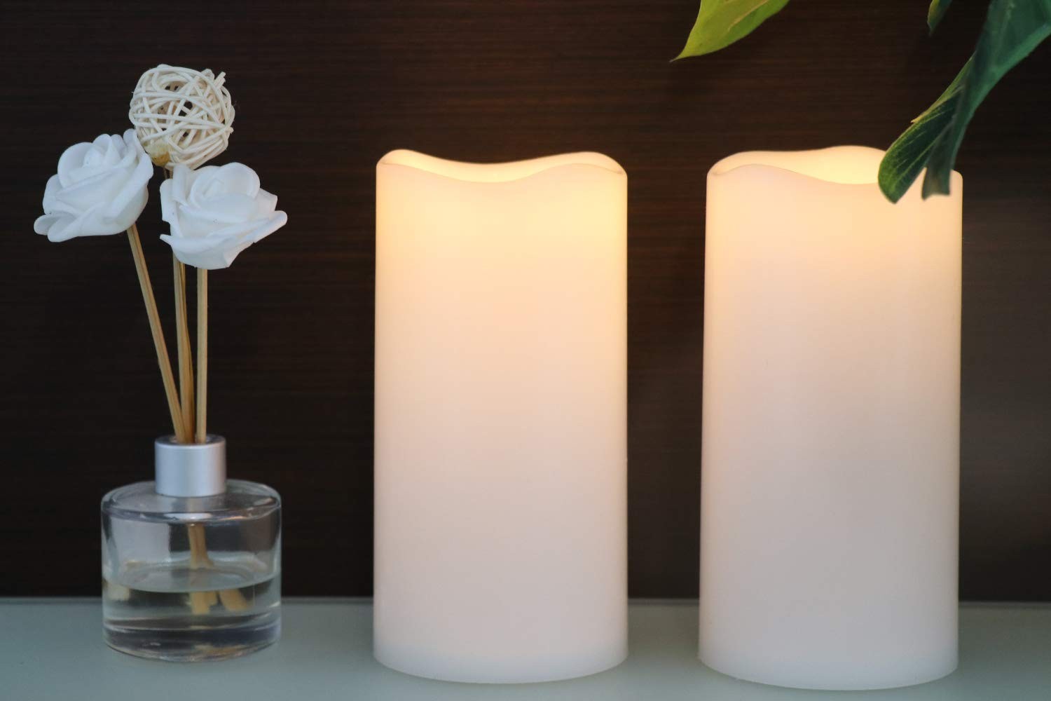 3″ x 6″Outdoor Flameless Flickering Candles with 6 Hour Timer, 3 AAA Batterie…