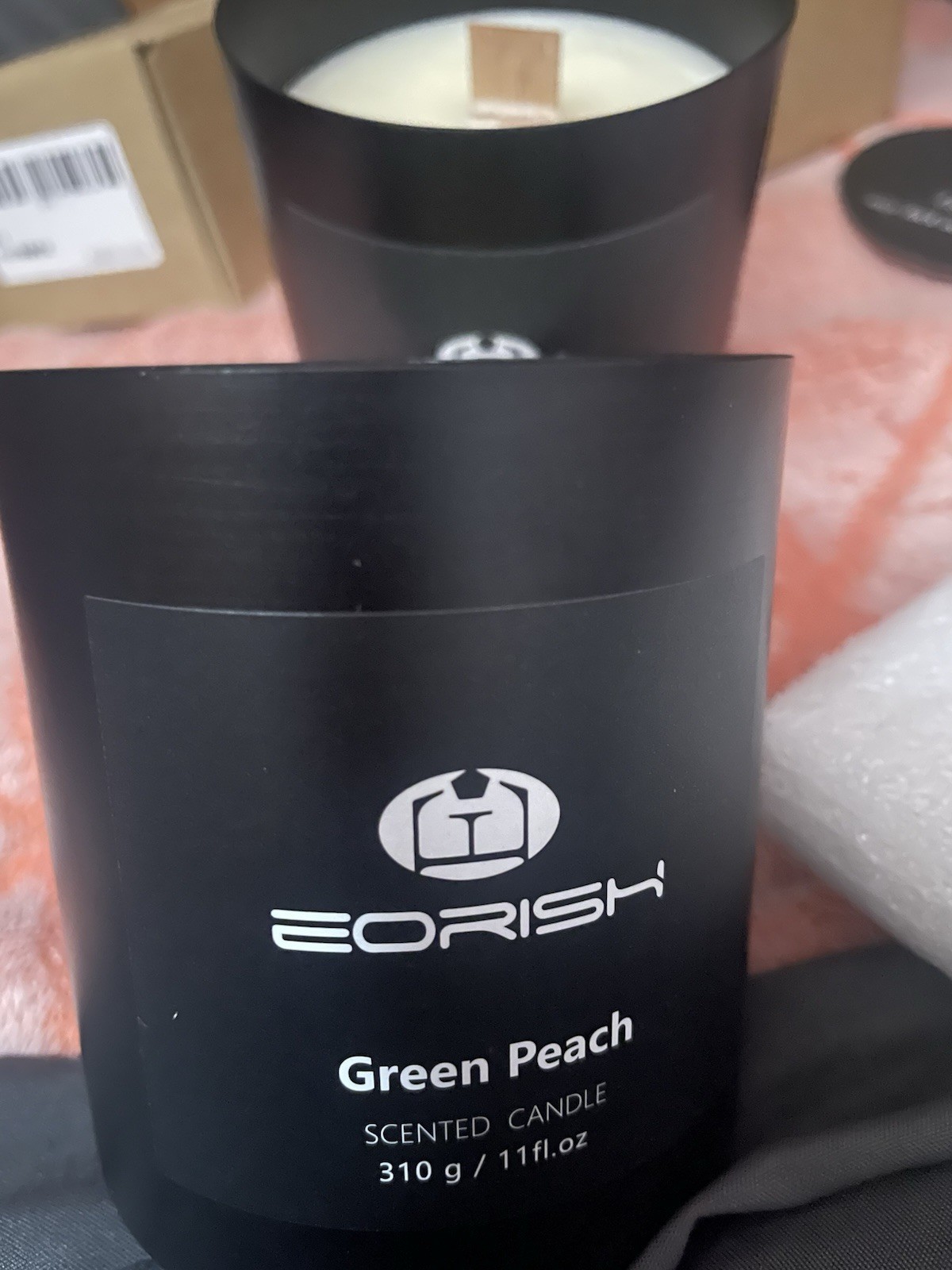 Yule Candles green peach this candle is highly scented and is like Yule Logs Bur