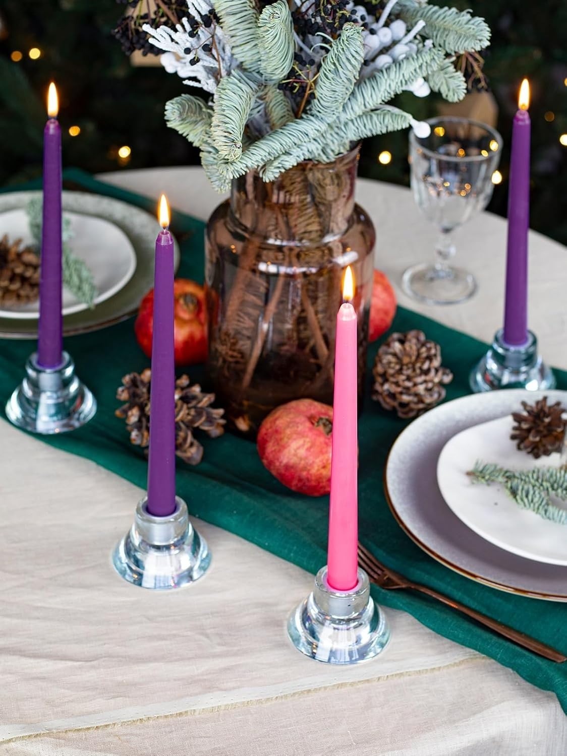 12 Inch Advent Taper Candles Set of 4 – Long Burning Dripless Unscented Taper…