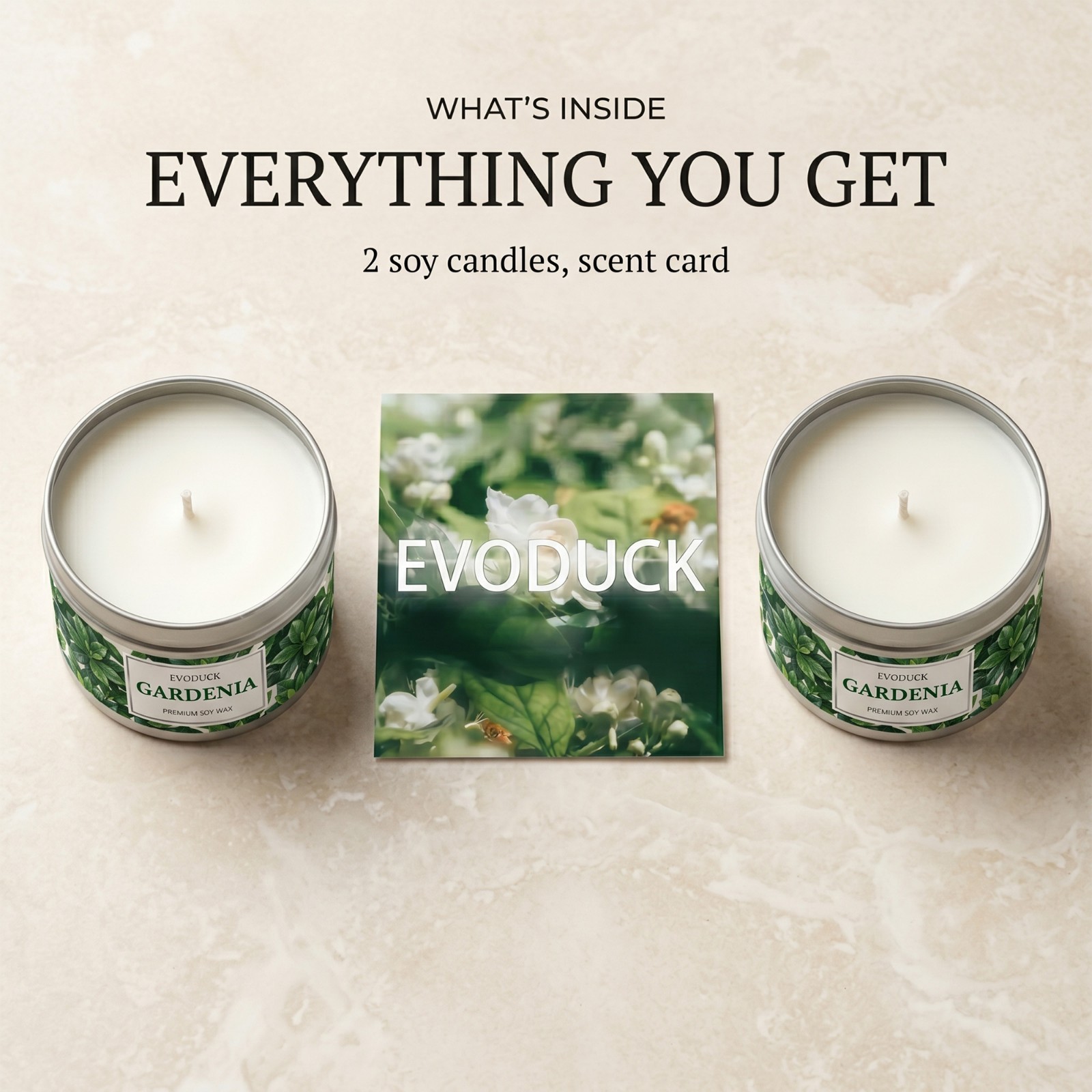 2 Pack Gardenia Scented Candle Soy Floral Home Fragrance Gift for Her Aroma