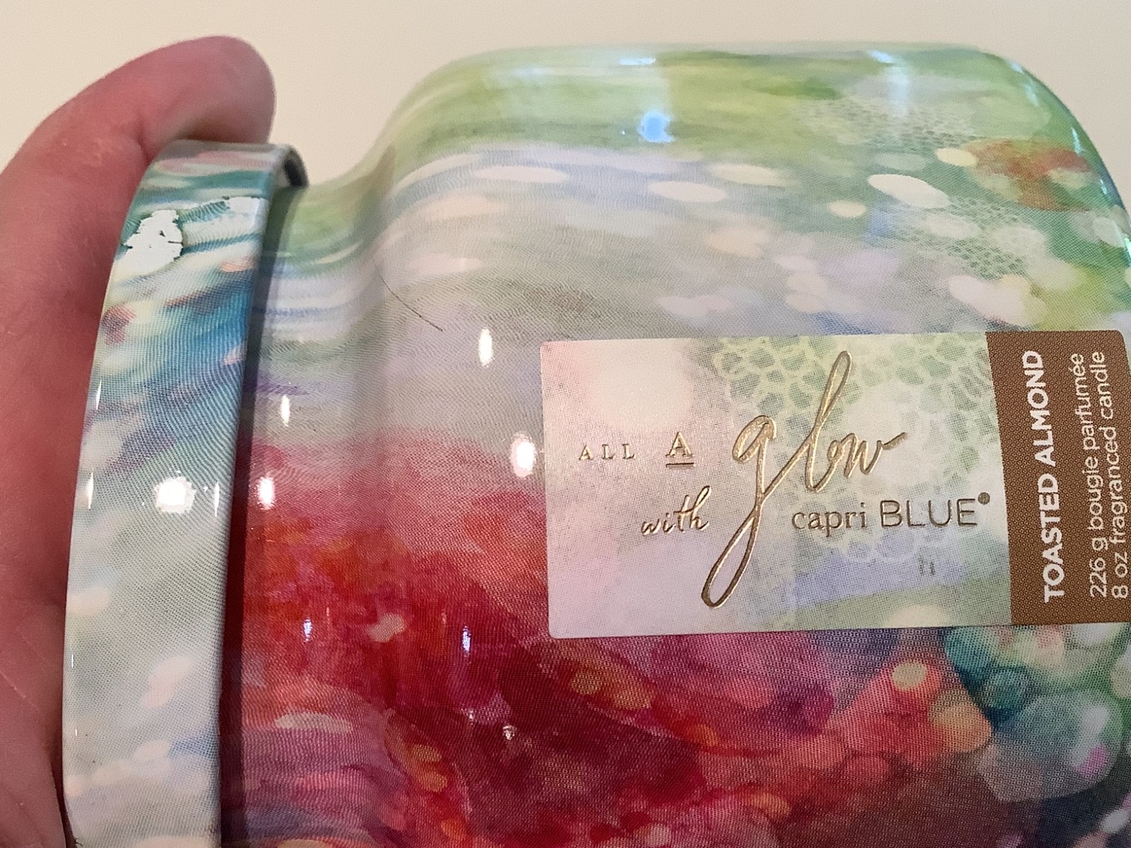 Anthropologie Capri All A Glow Glass Candle, 8oz, Toasted Almond, New