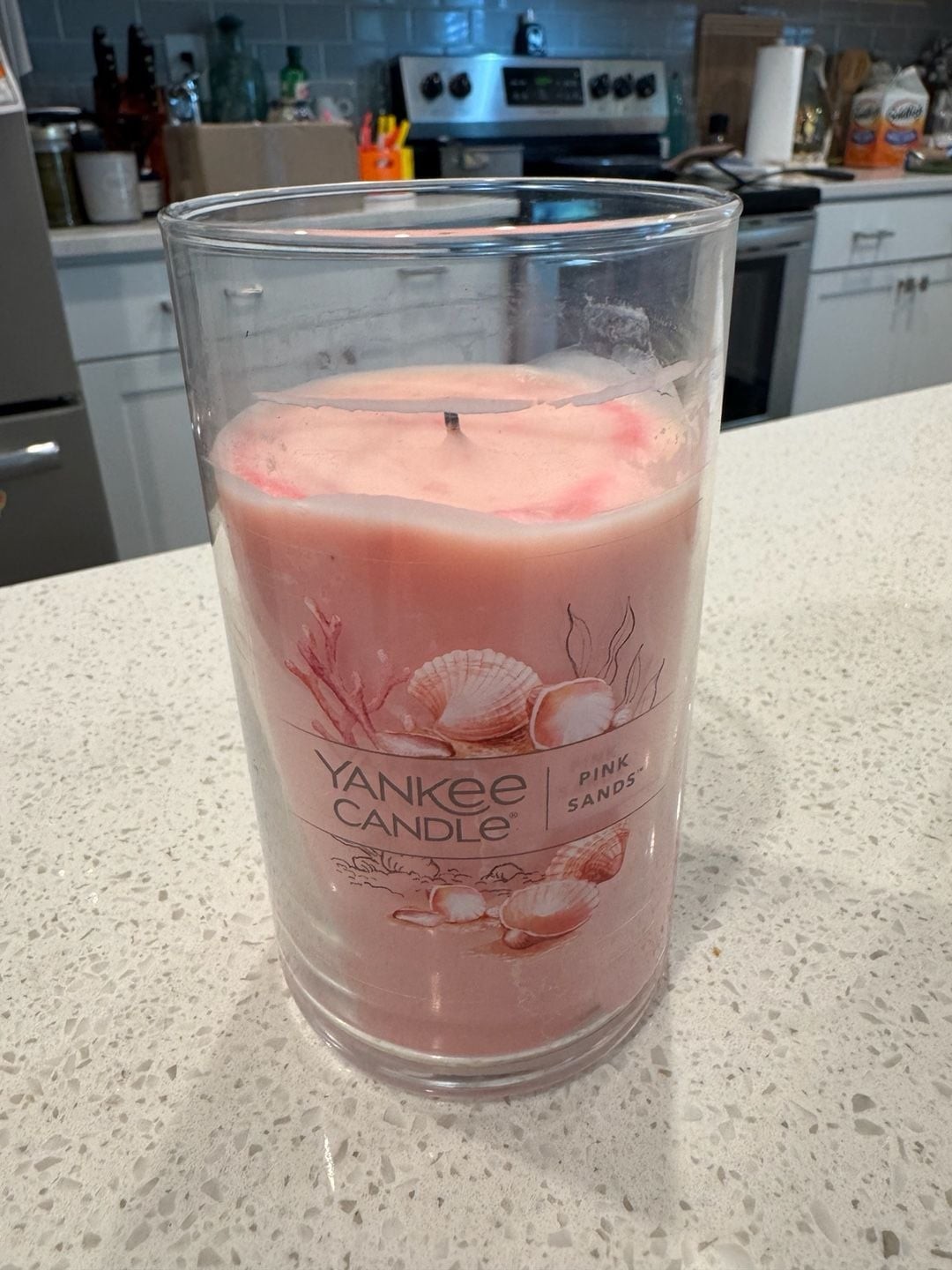 Yankee Candle Pink Sands Medium Pillar Scented Candle 14.25 oz