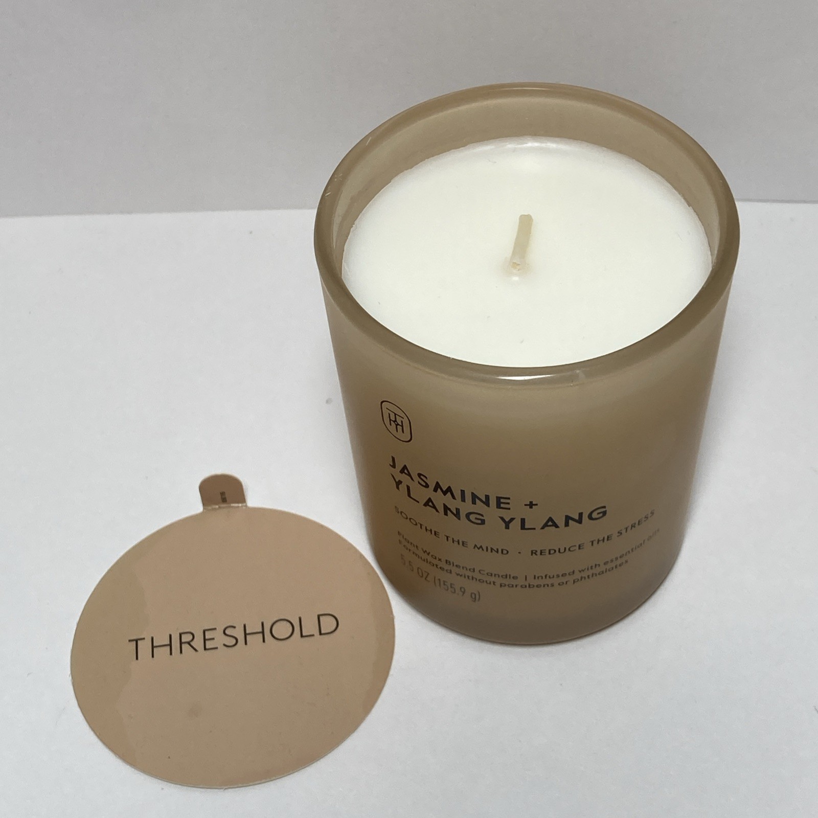 Threshold 5.5oz Jasmine & Ylang Ylang 1 Wick Scented Candle Plant Wax Essen Oil