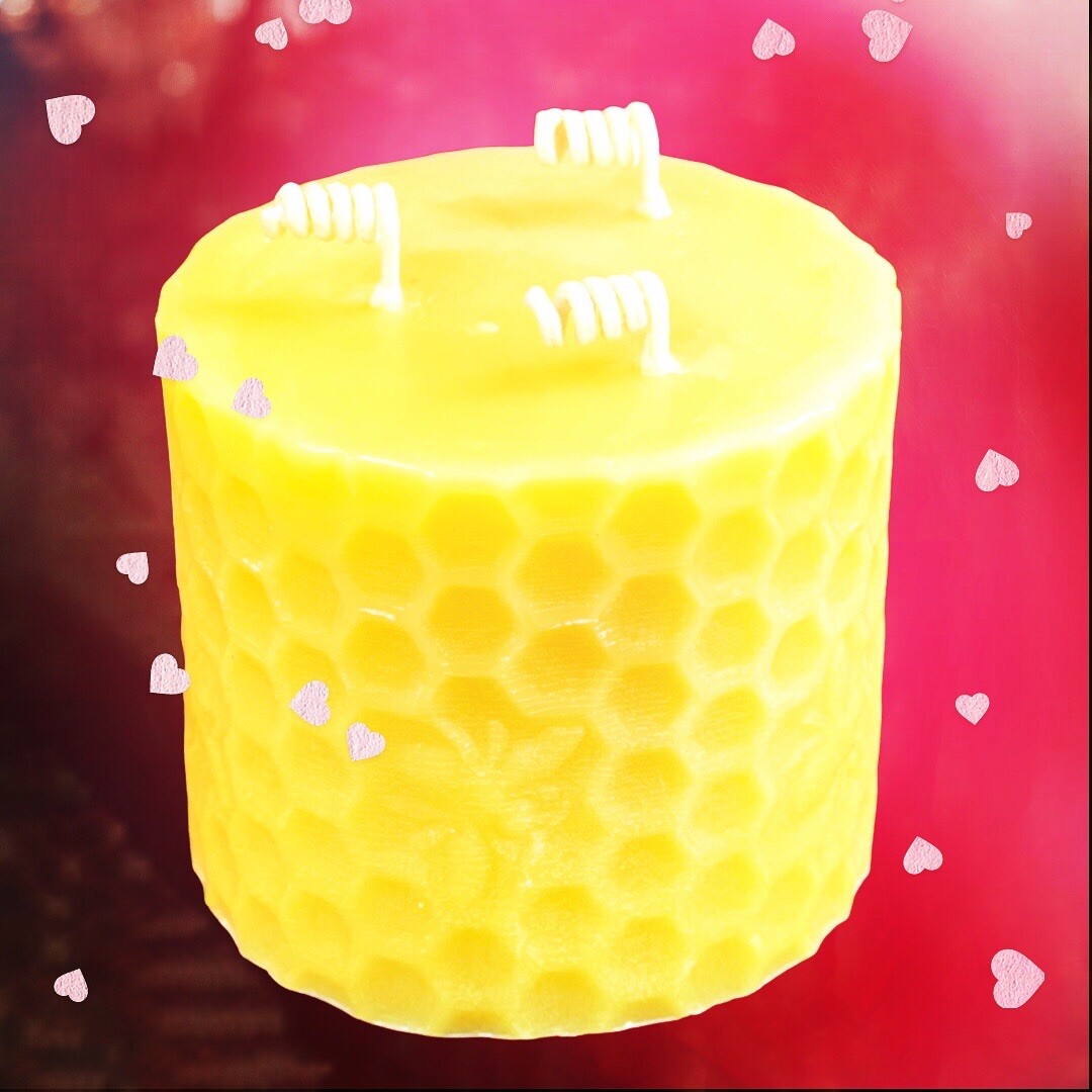 Luxury large Beeswax Pillar, Unscented Candles, Made in Canada