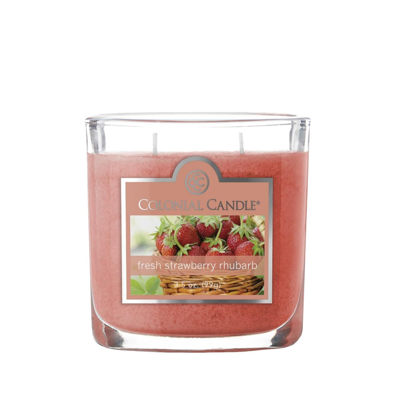 Fresh Strawberry Rhubarb Scented Jar Candle 2 Wick 3.5 oz Mottled Wax