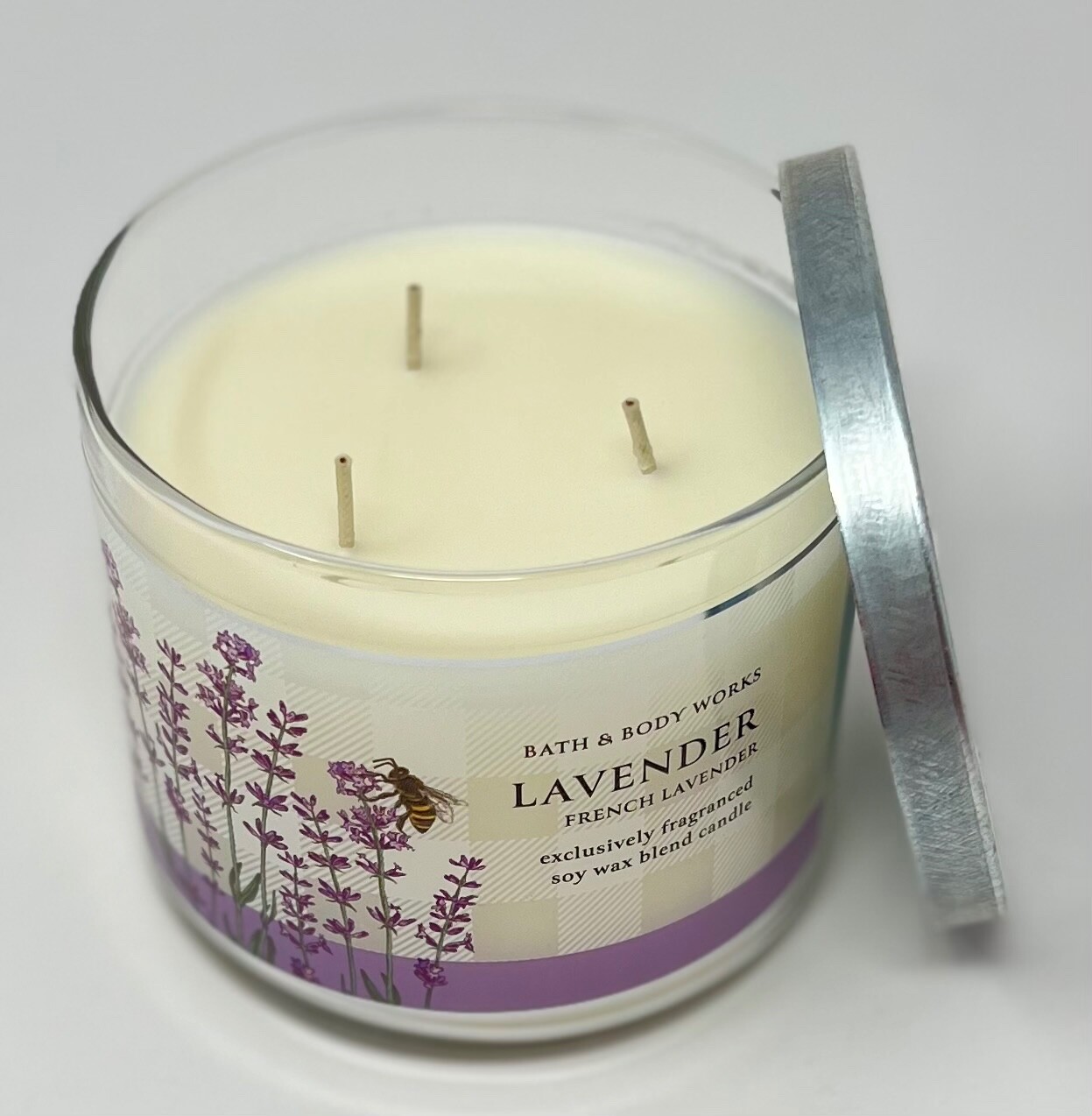 BATH BODY WORKS FRENCH LAVENDER SOY WAX BLEND SCENTED CANDLE 3 WICK 14.5OZ LARGE