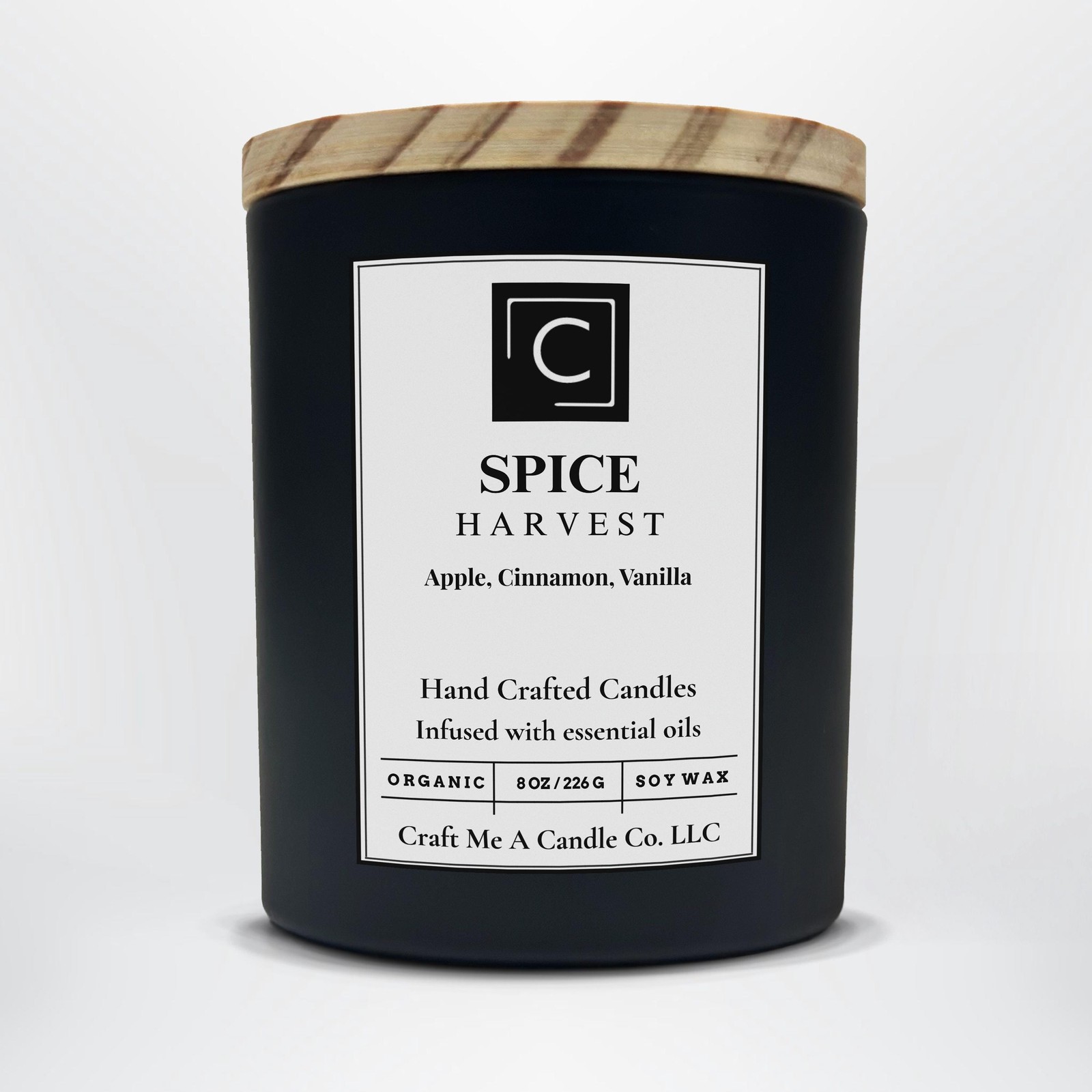 Spice Harvest Soy Wax Candle | Apple, Cinnamon, Vanilla Scent | Organic Soy Wax