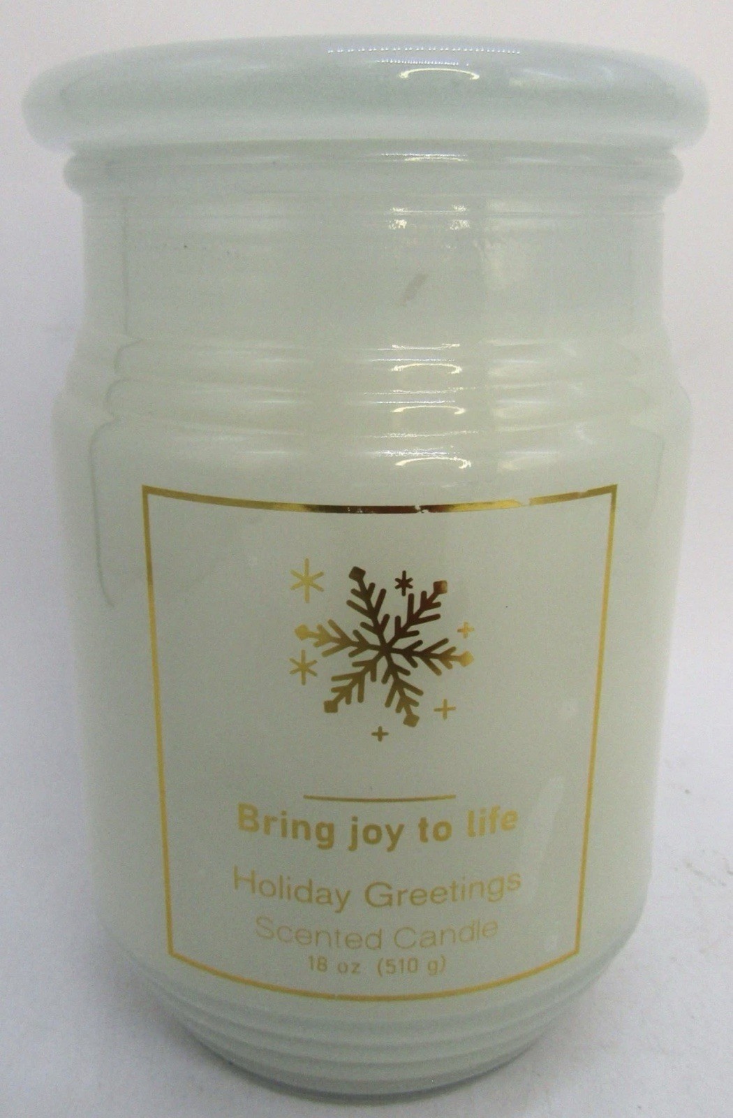Holiday Greetings 18 oz Single Wick White Lidded Jar Candle, Bring Joy to Life.