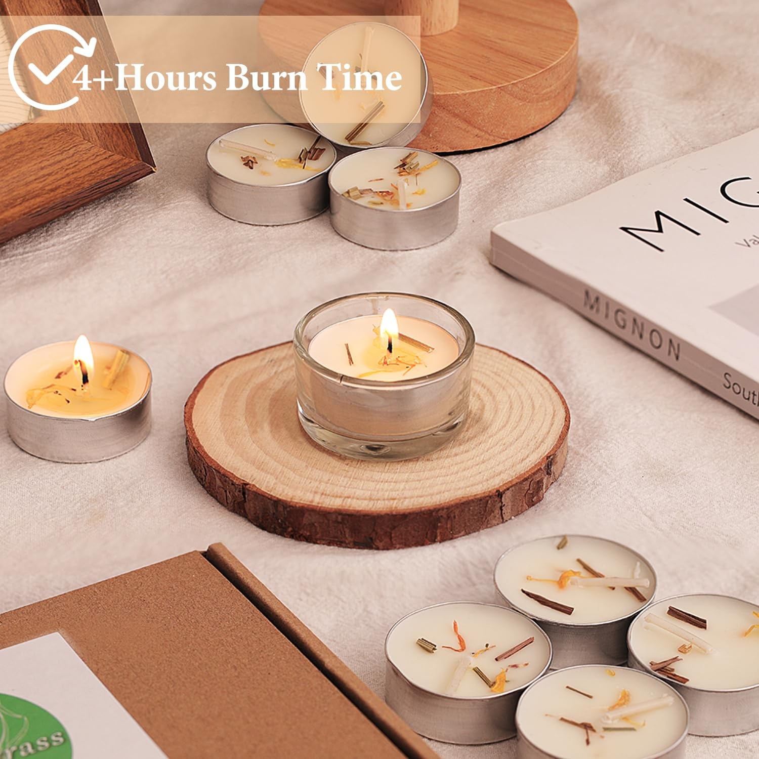Citronella Scented Tealight Candles Outdoor, 64 Pack – 4-Hour White Tea Lights
