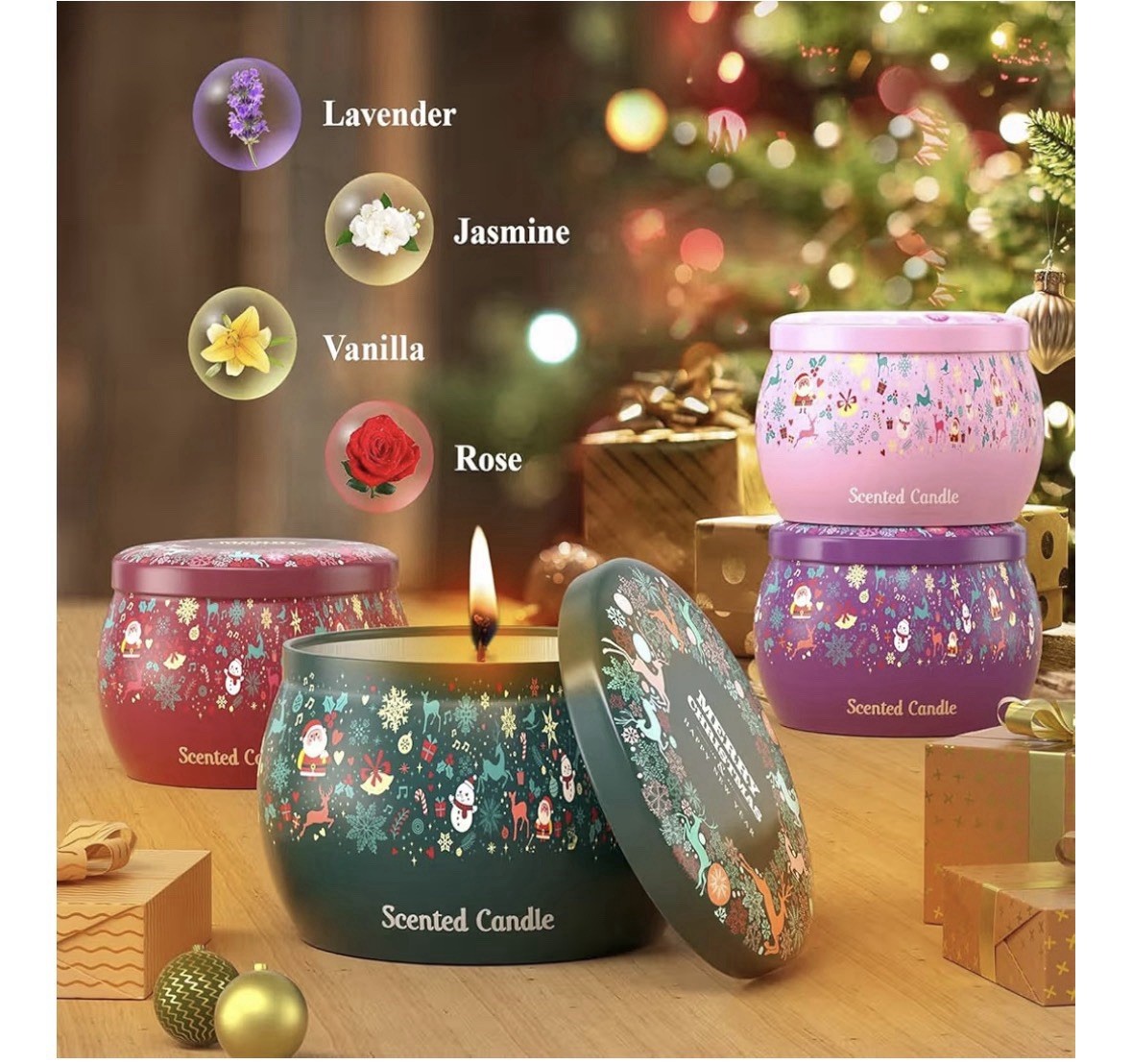 4-Pack 4.4 oz Each Aromatherapy Scented Candles Stress Relief 120 Hours Gift Set