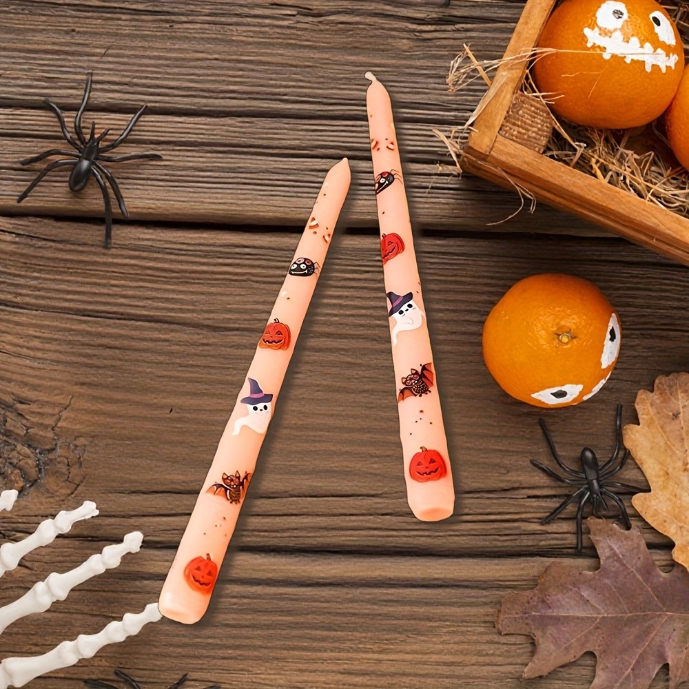 2pcs 10Inch Scented Candles Fall Pumpkin Bat Candlesticks Dinner Table Decor