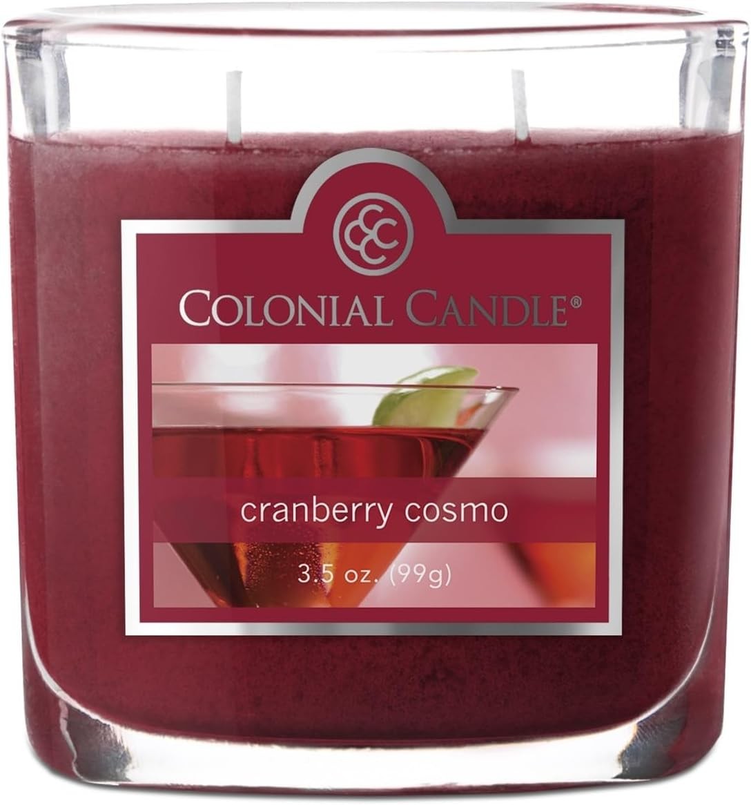 Colonial Candle Cranberry Cosmo Scented Jar Candle, 2 Wick, 3.5 oz, Mottled Wax