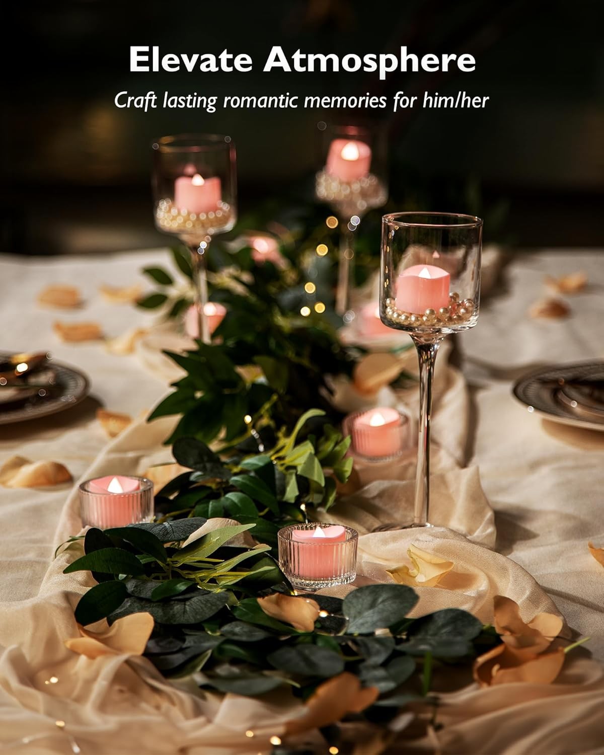 12pc Pink Tea Lights Candles Battery Operated, 200hr Flameless Flickering Lights
