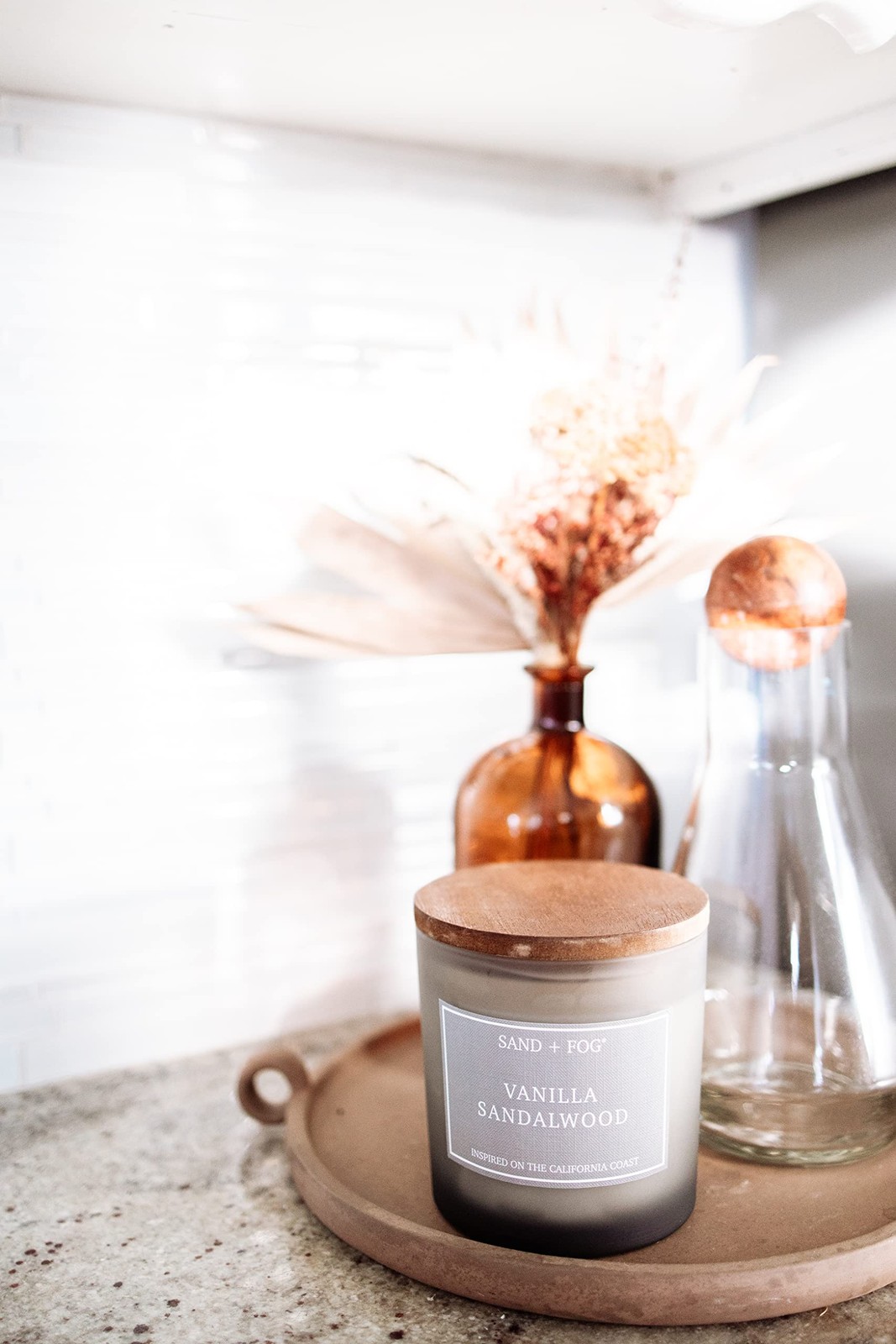Vanilla Tobacco Scented Candle 3 Wick, 21 oz Luxury Home Decor Jar