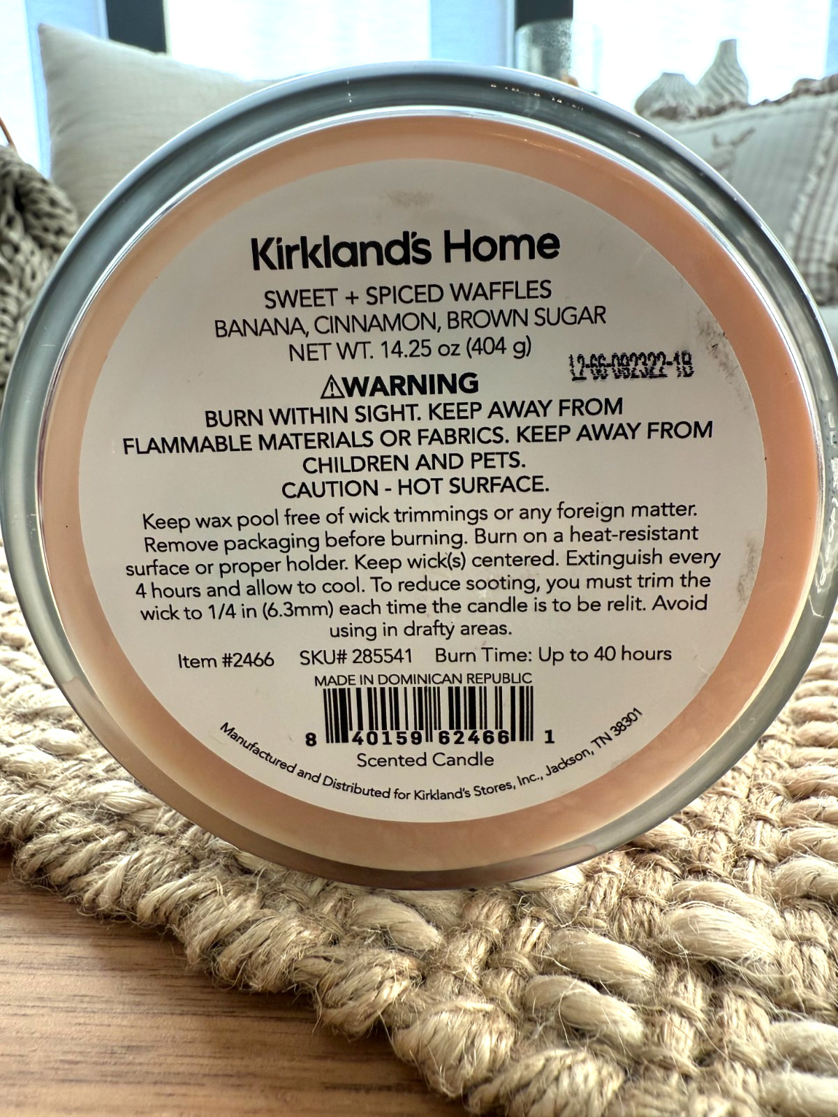 SWEET + SPICED WAFFLES 3-Wick Candle 14.25 oz Jar Banana Cinnamon Brown Sugar