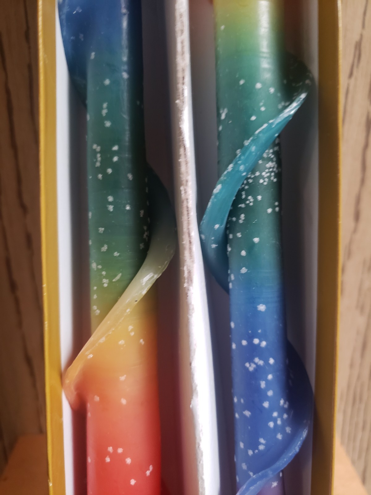 VTG Hurd Beeswax Candles RAINBOW Spiral Tapers Freemark Abbey St. Helena CA NIB