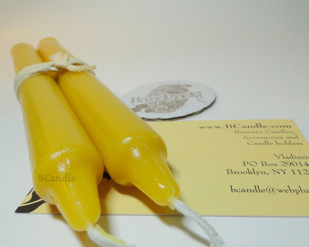 100% Beeswax Taper Candles Set of 2 Organic – 7.5 inches Tall, 3/4 inch Thick