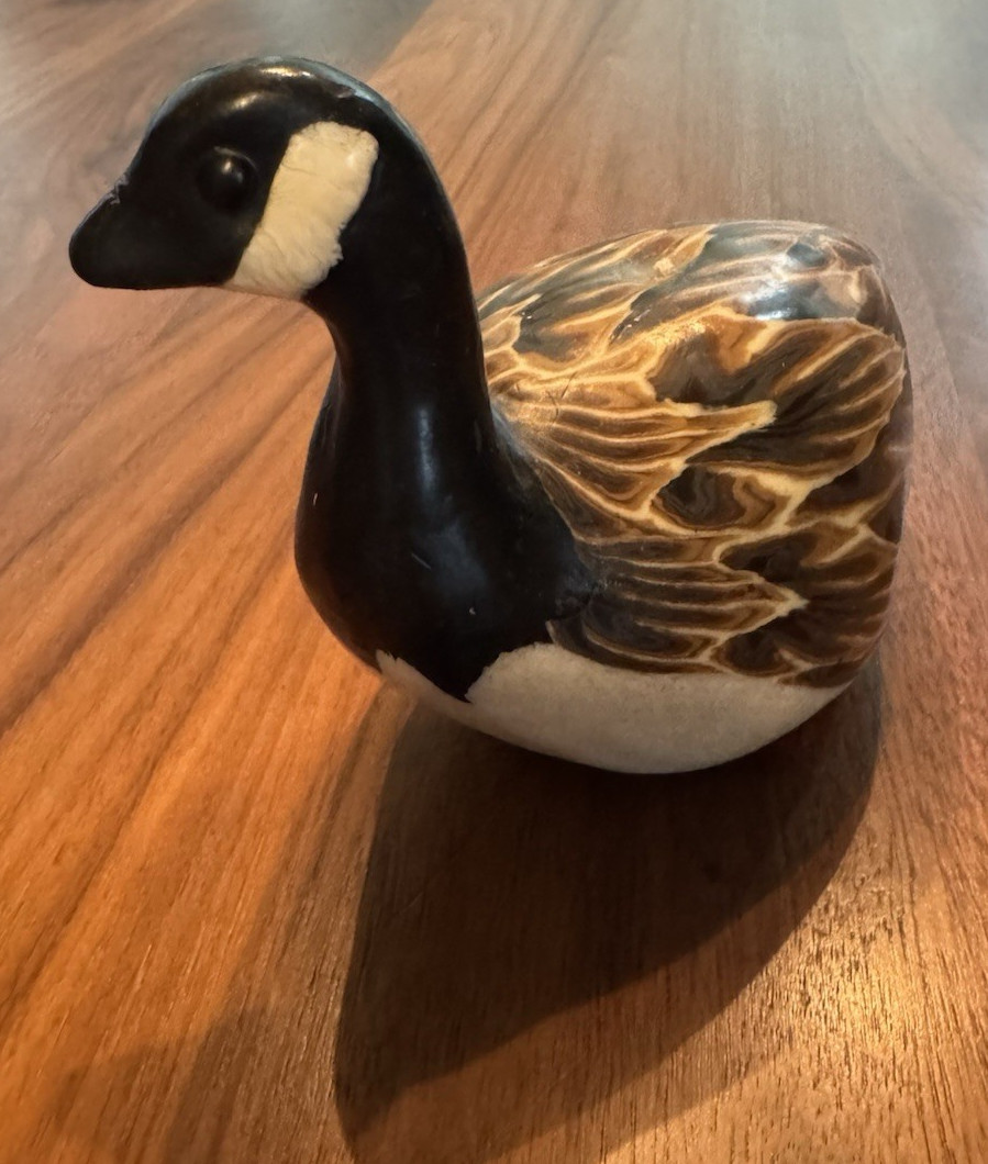 Vintage Canada Goose Figural Candle Marbled Wax Bird Lake House Cabin Decor