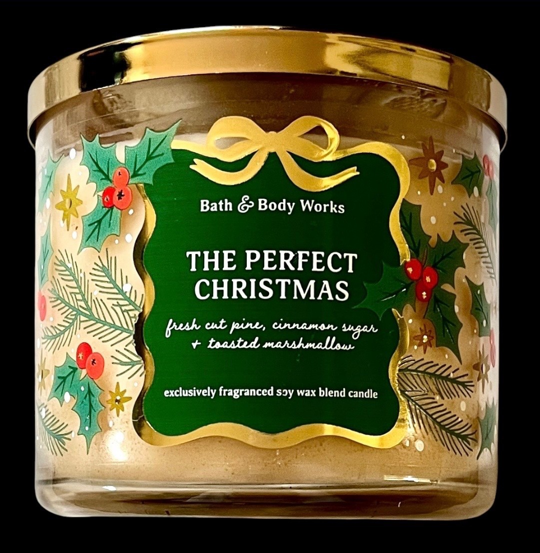 BATH BODY WORKS ~ THE PERFECT CHRISTMAS ~ 3-Wick Candle ~25-45 hrs/14.5 oz ~ NEW