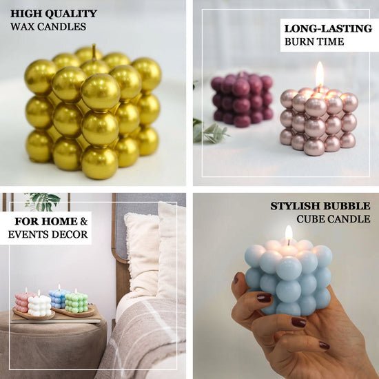 2 Pack | 2 inch Unscented Cube Candle Paraffin Wax for Bedroom/Bathroom/Kitchen