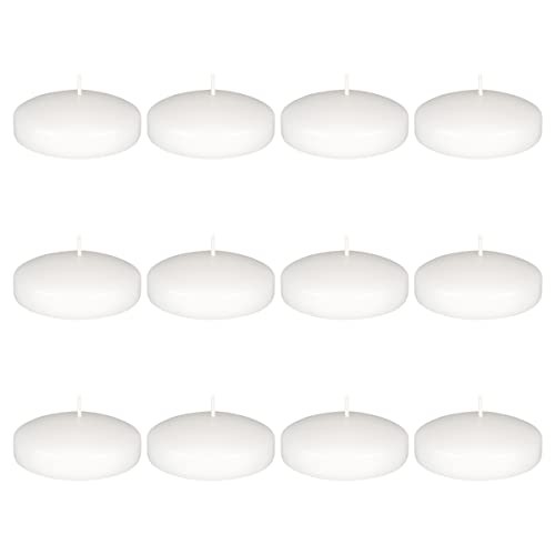 12 pcs Unscented Floating Candles, Hand Poured Wax Candle 3 12 Pieces White