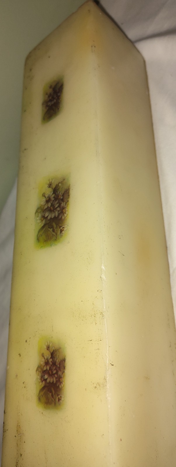 Vintage Tall Candle Square Pillar 13″ Unburned
