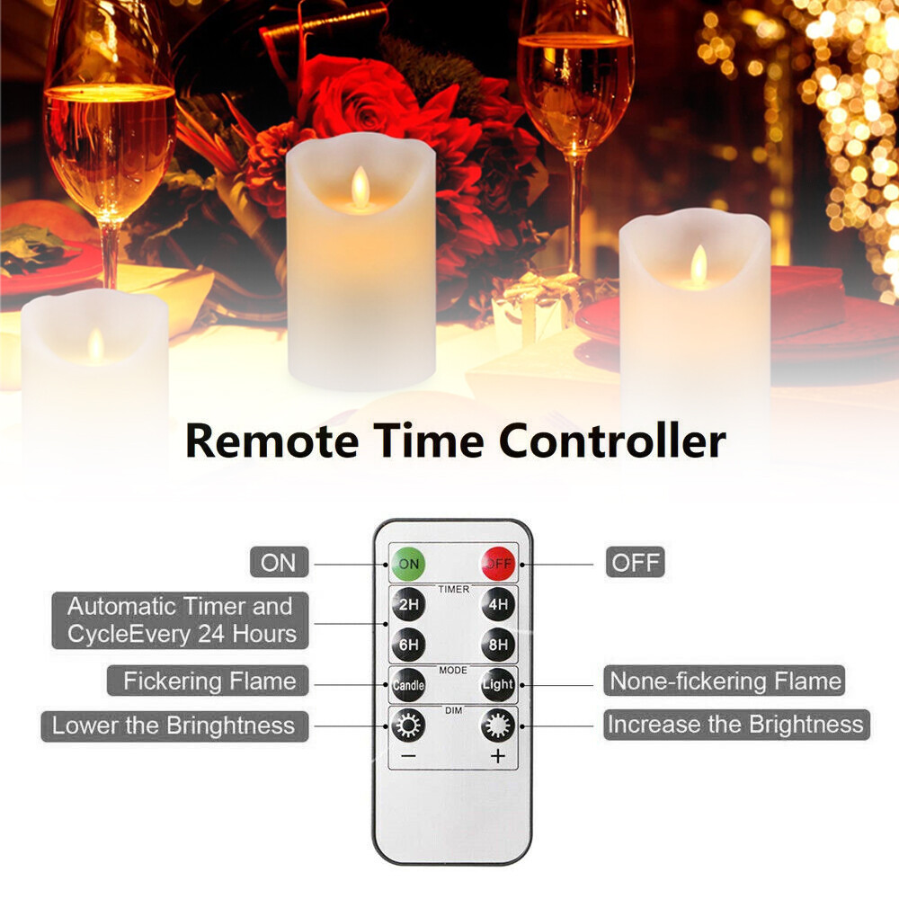 Set of 3 LED Flameless Pillar Candles Flickering Battery Operated Light ASJ