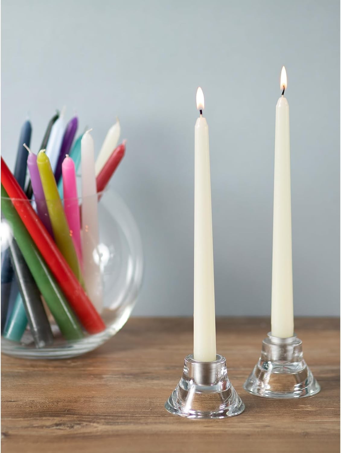 Ivory Dripless Taper Candles 8 Inch – Set of 4 Unscented Long Burning Candles