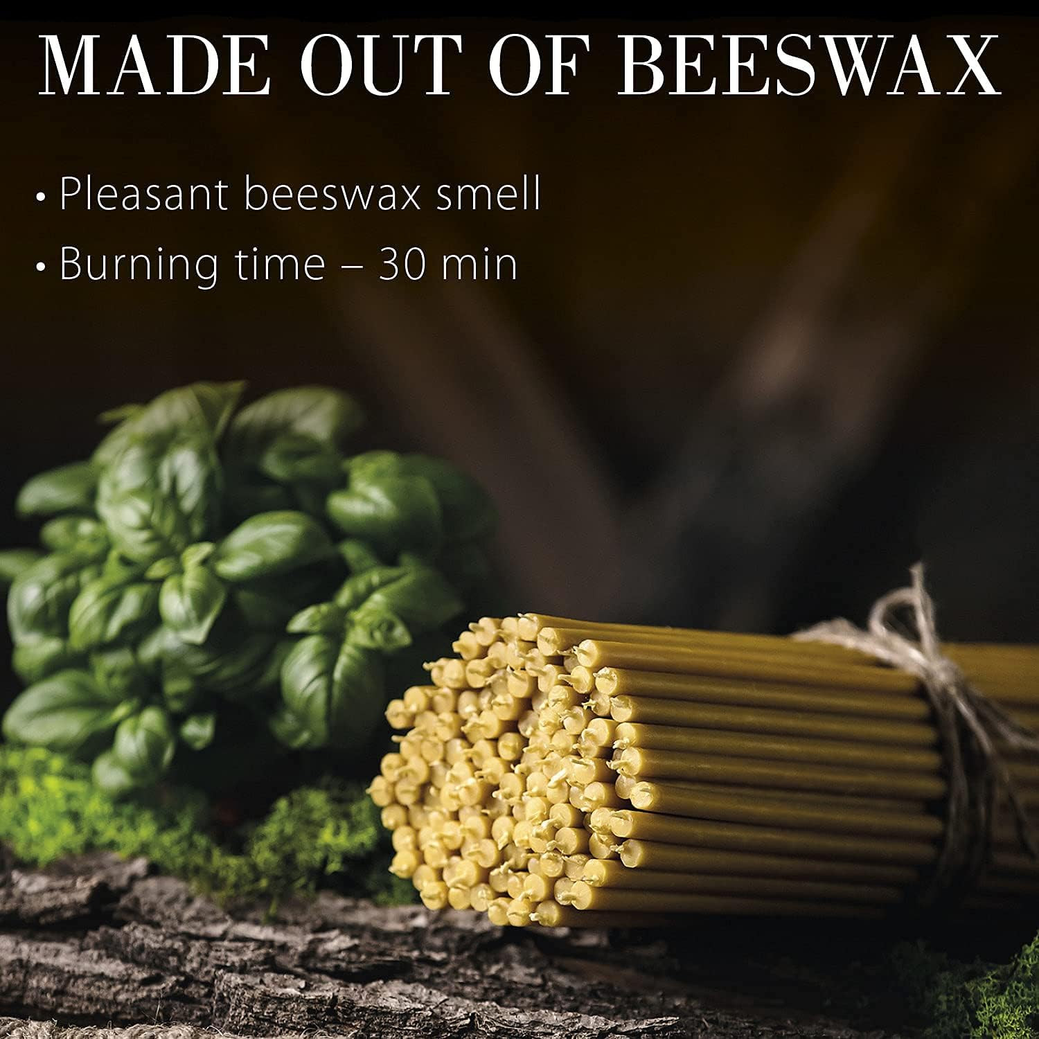 **50PCS Pure Beeswax Taper Candles Honey Scented Drip Free Smokeless 6.3″**