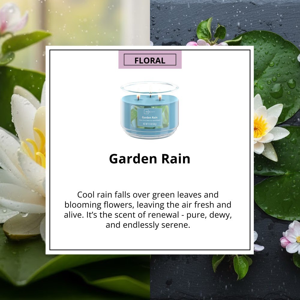 (2 pack) 3-Wick Scented Glass Jar Candle, Garden Rain, 11.5oz.